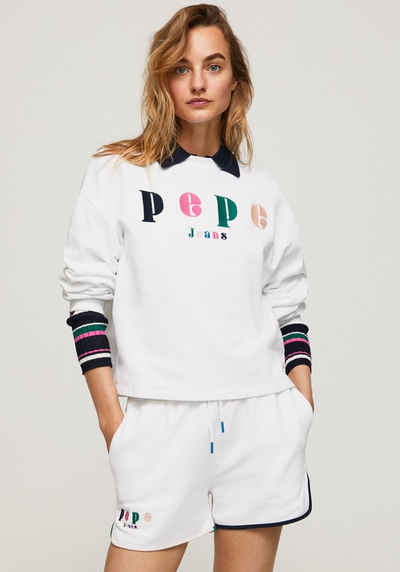 Pepe Jeans Sweater »PEG SWEAT« in lässiger Passform mit buntem Markenlogo als Aufnhäher