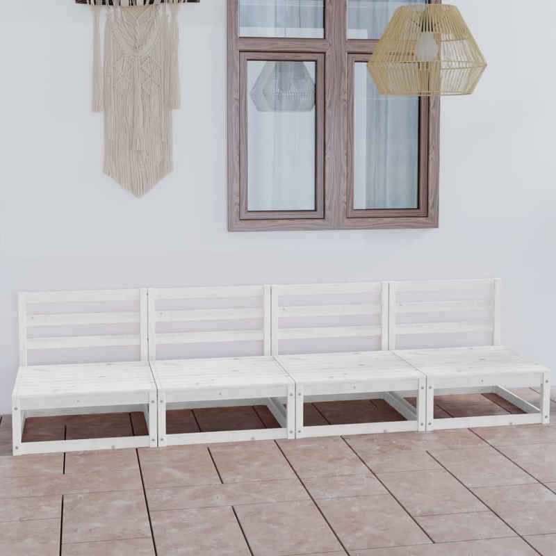 vidaXL Loungesofa Outdoor-Sofa 4-Sitzer Weiß Massivholz Kiefer, 1 Teile