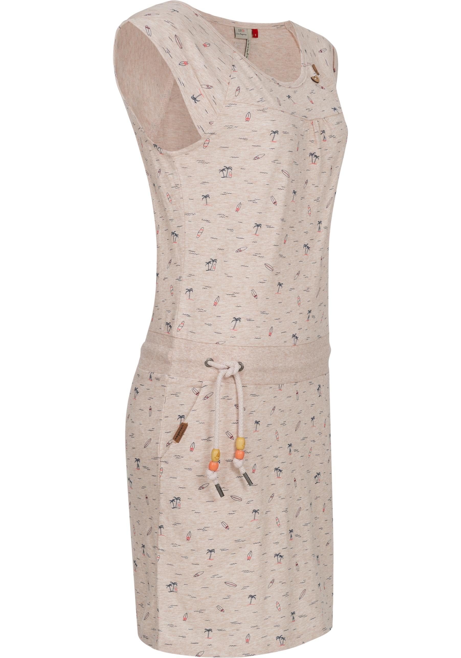 Ragwear mit Kleid Penelope Print Baumwoll leichtes hellbeige Sommerkleid