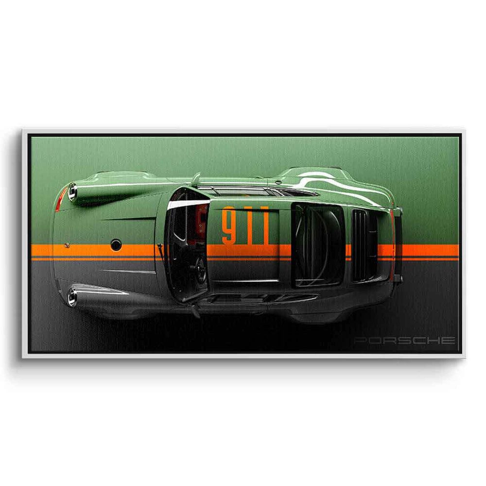 DOTCOMCANVAS® Leinwandbild Porsche 911, Leinwandbild Porsche 911 grün Panorama Wandbild Kunstdruck