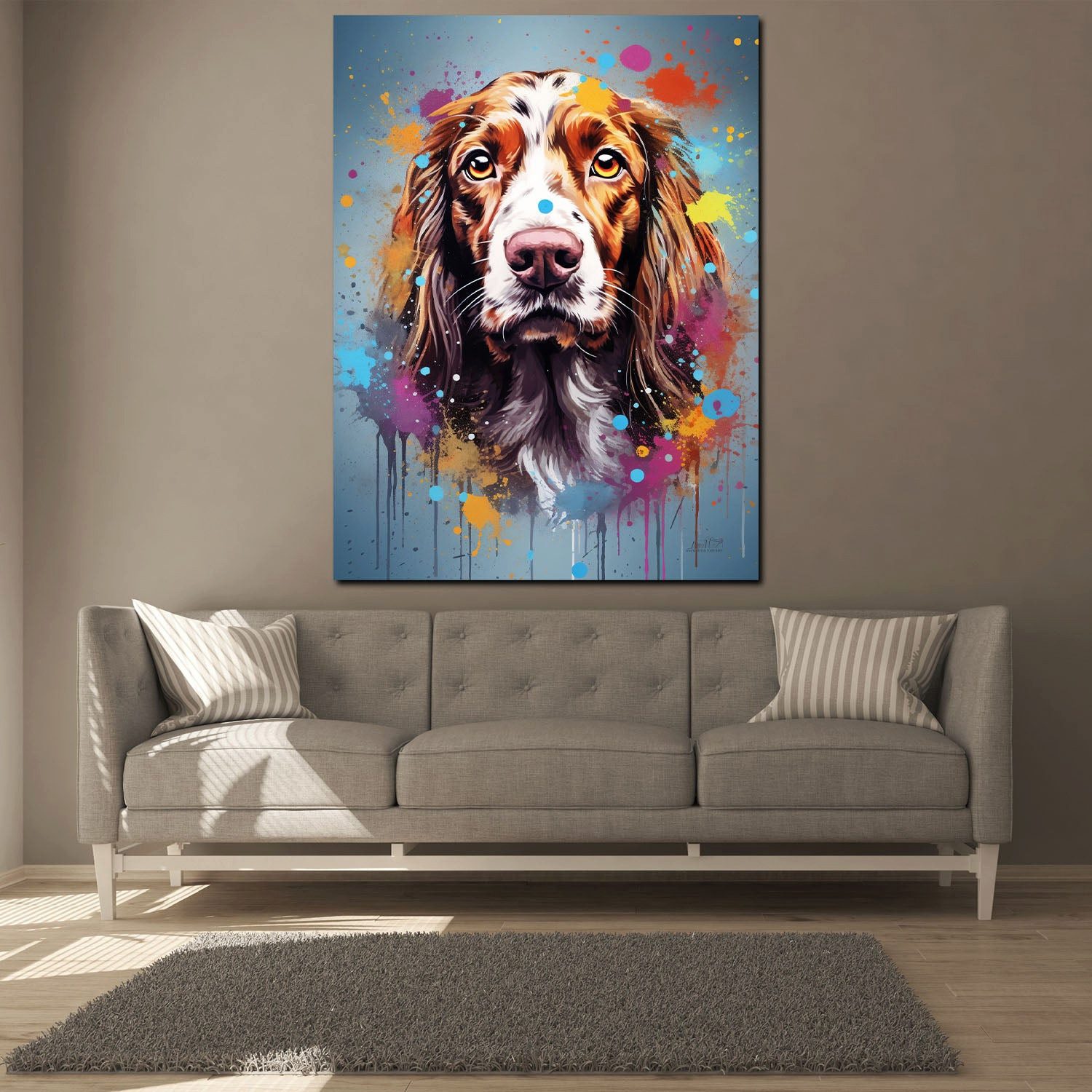 Artedinoi Leinwandbild Hund Cocker Spaniel Pop Art Leinwandbild Wandbild Kunstdruck XL Wandde