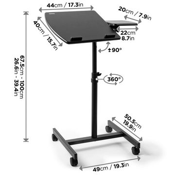 Duronic Laptoptisch, WPS17 Arbeitstisch, Laptoptisch 40 x 44 cm bis 10 kg, Computertisch mit Rollen und Mausablage, Höhenverstellbarer Projektortisch für Beamer, Sitz-Stehtisch Schreibtisch Rolltisch Zuhause