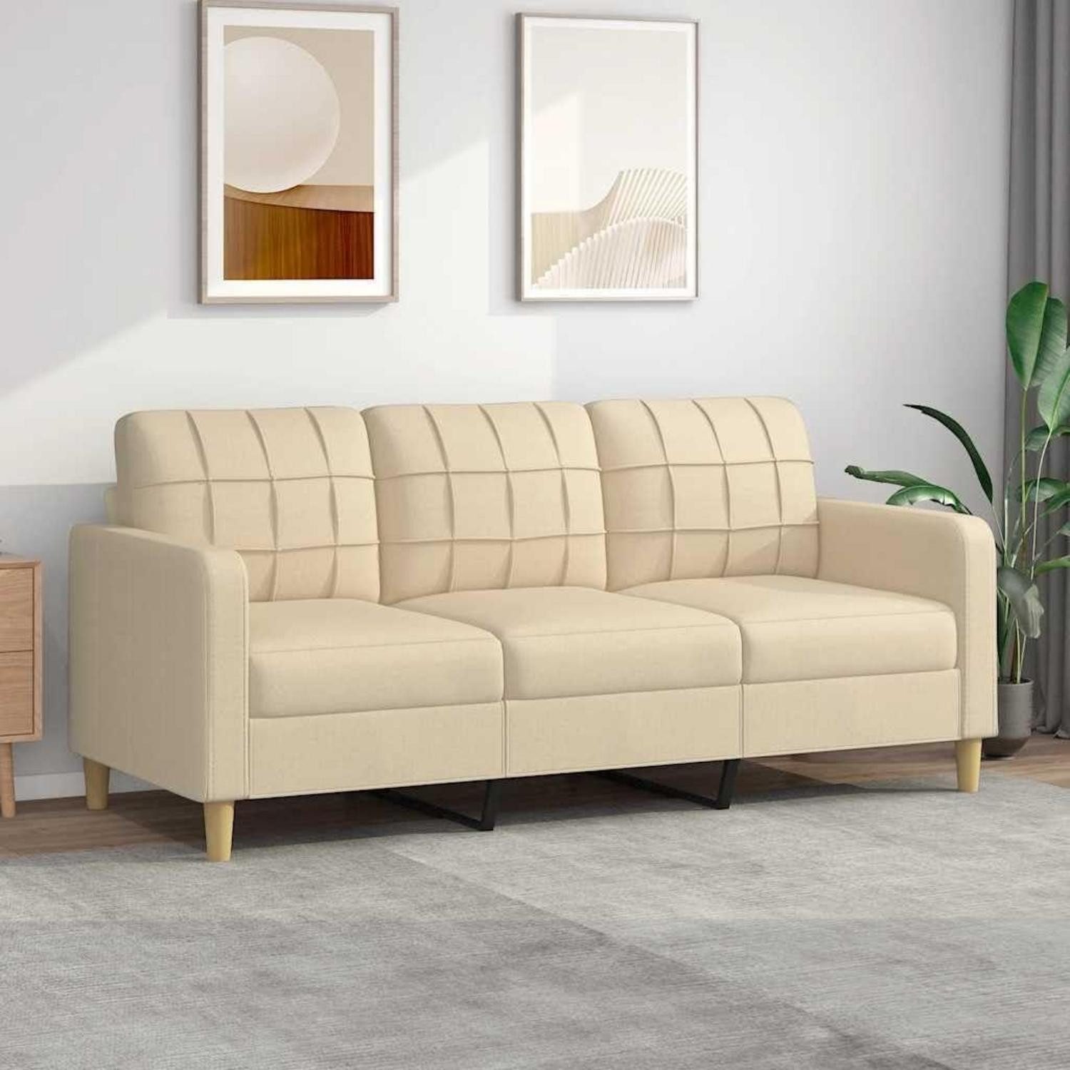LuxusKollektion Schlafsofa Sofa 3 Sitzer Schlafsofa Klappbar Bodensofa 3-Sitzer-180 cm Creme
