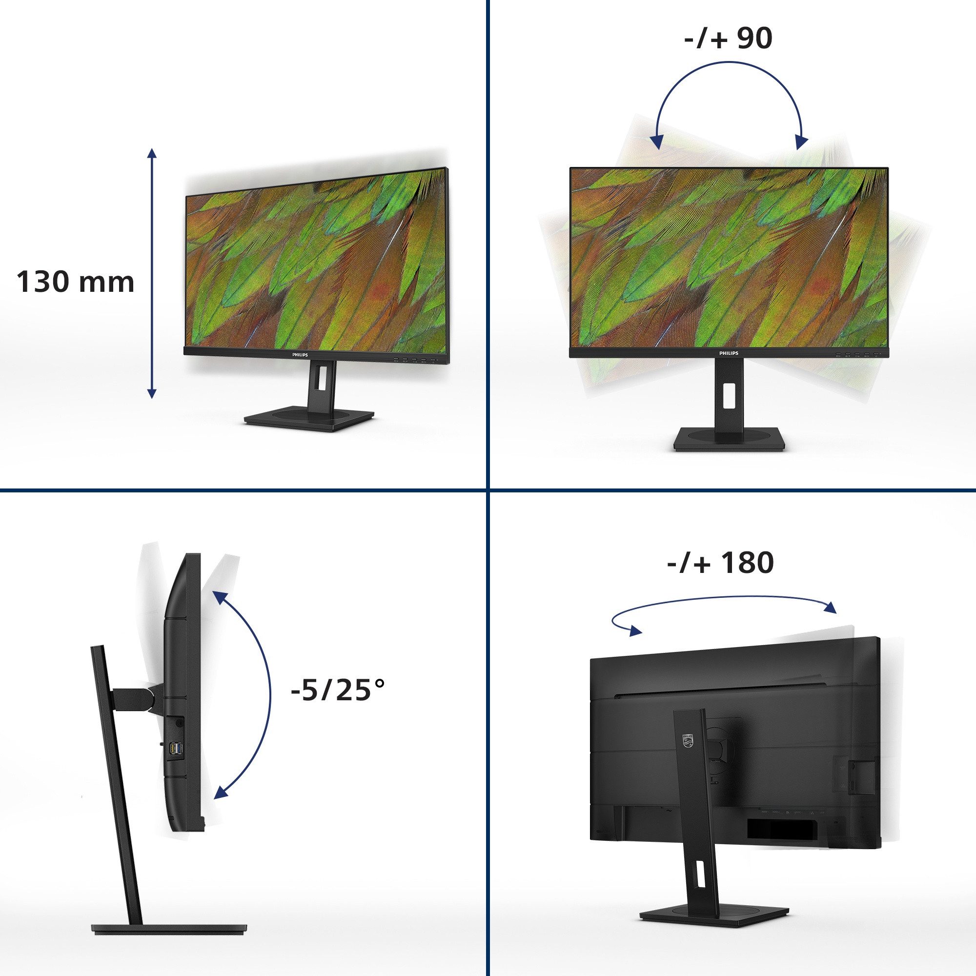 Philips 27B1U3900/00 TFT-Monitor (68,6 cm/27 ", 3840 x 2160 px, 4K Ultra HD, 4 ms Reaktionszeit, 60 Hz, LCD)