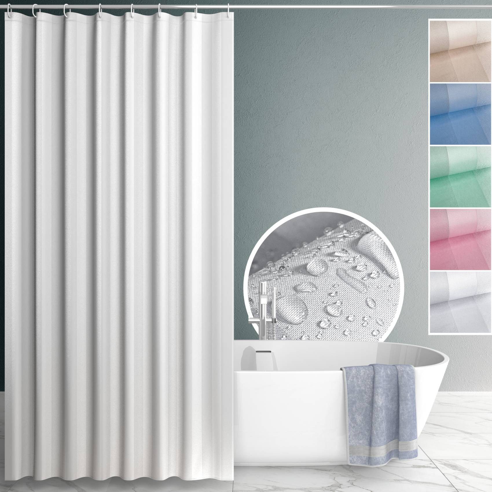 ANRO Duschvorhang aus Italien hochwertiger Badevorhang Textil mit Ösen und günstig online kaufen