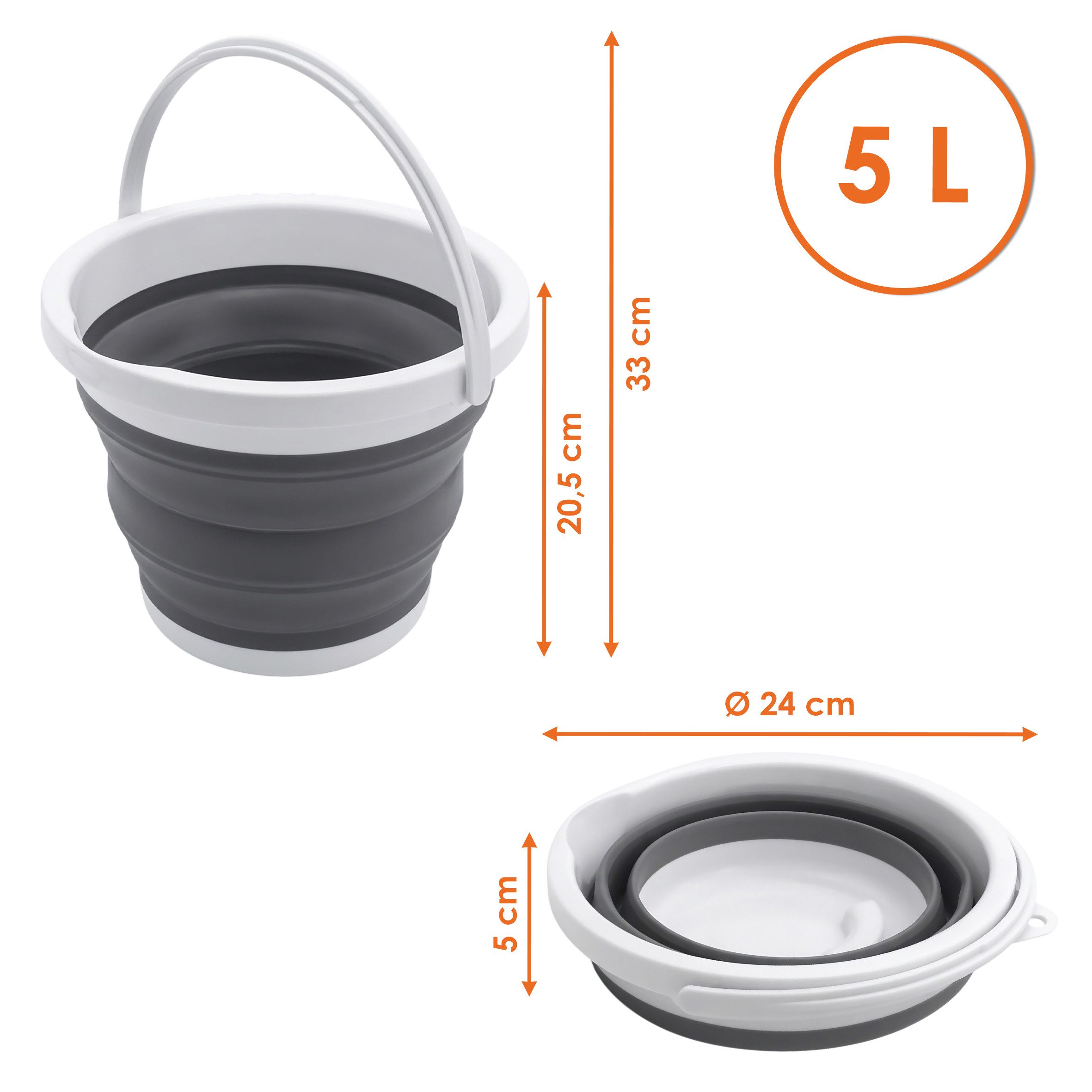 Spetebo Falteimer Camping Eimer faltbar Silikon Wasserkübel mit Tragegriff, (Anzahl, 1-tlg., Stück), Platzsparend