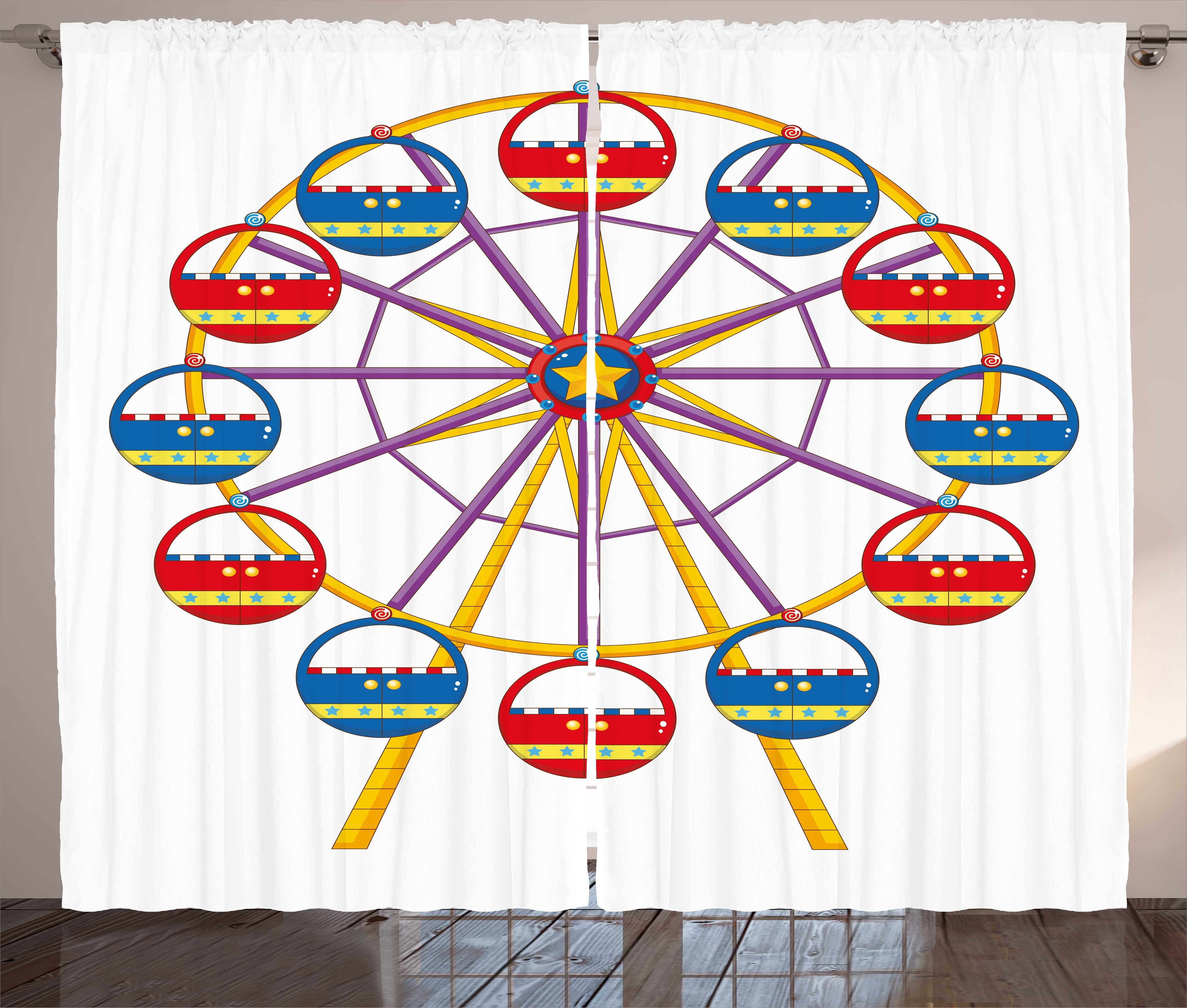Gardine Schlafzimmer Kräuselband Vorhang mit Lustige Abakuhaus, Haken, Schlaufen Fahrt und Riesenrad Childish