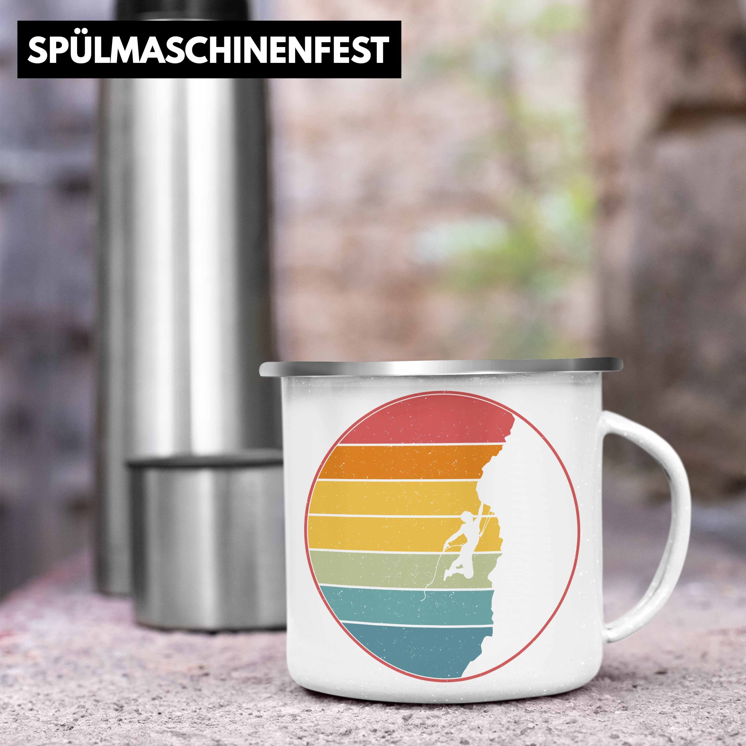 Trendation - Trendation Klettern Bergsteigen Silber Berge Tasse Thermotasse Geschenk Boulder Emaille Geschenkidee