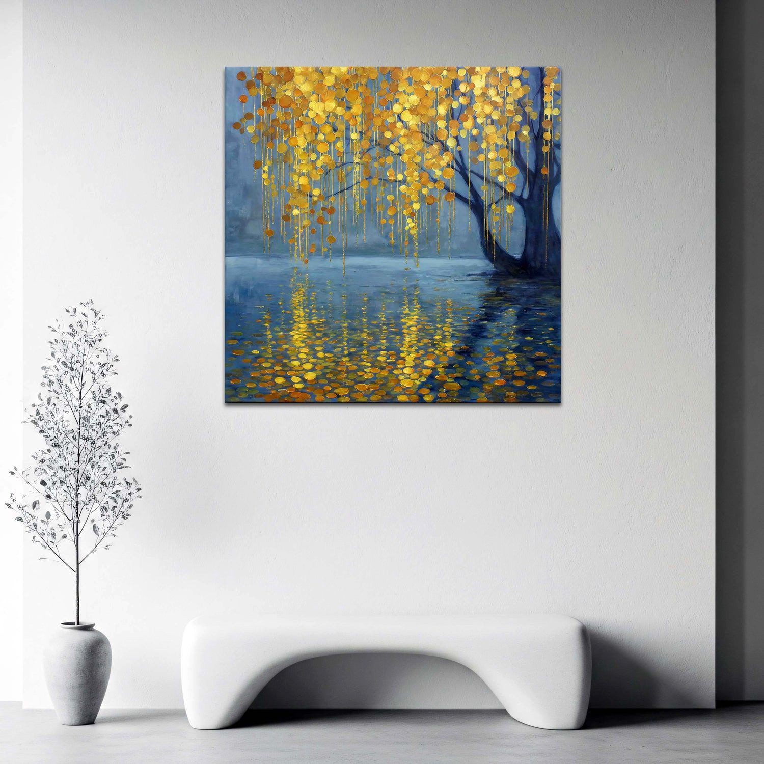 Artedinoi Leinwandbild Leuchtende Goldblätter Natur Leinwandbild Wandbild Kunstdruck XL Wandd, Leuchtende Goldblätter