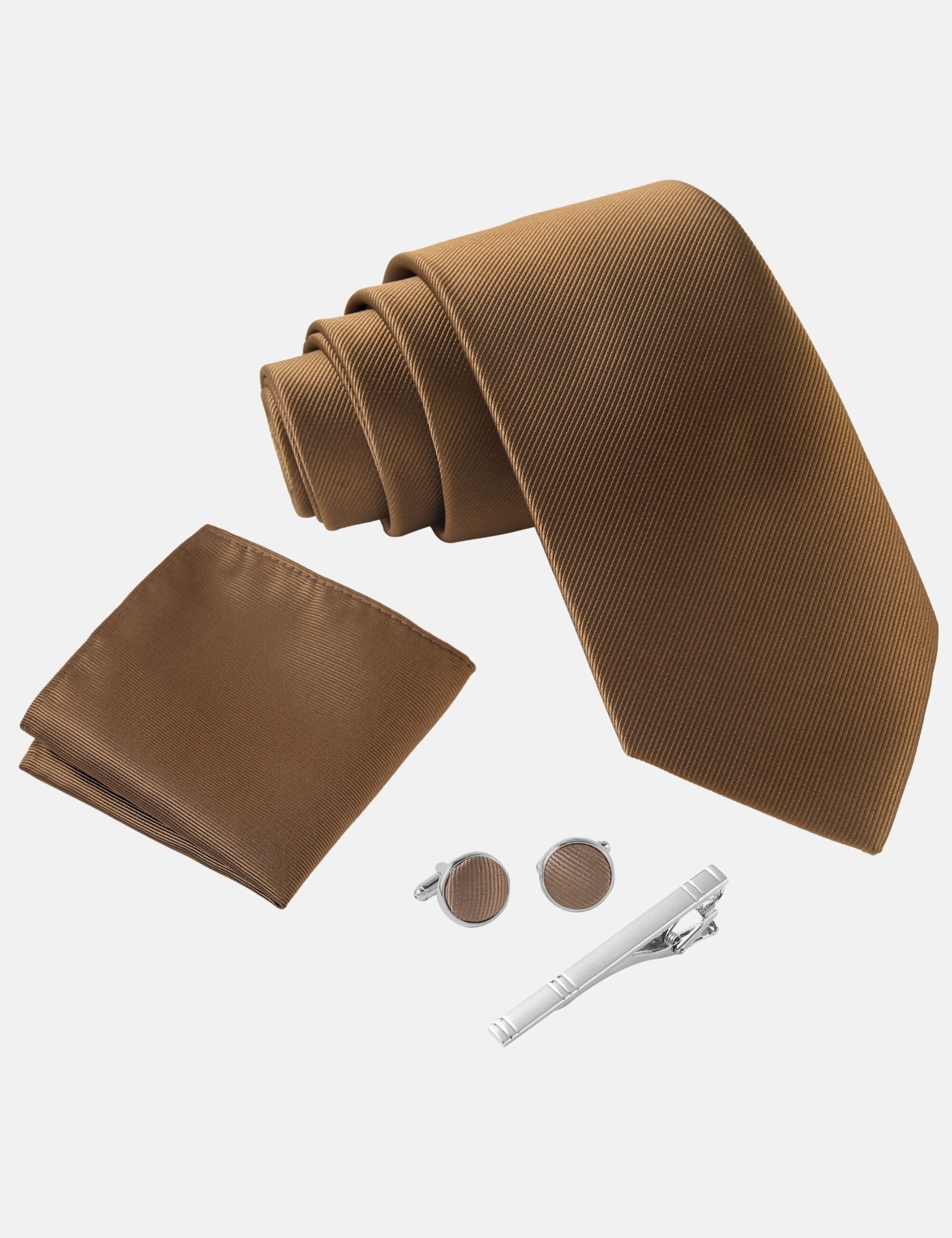 Massi Morino tie (1-piece) with pocket square, cufflinks and tie clip