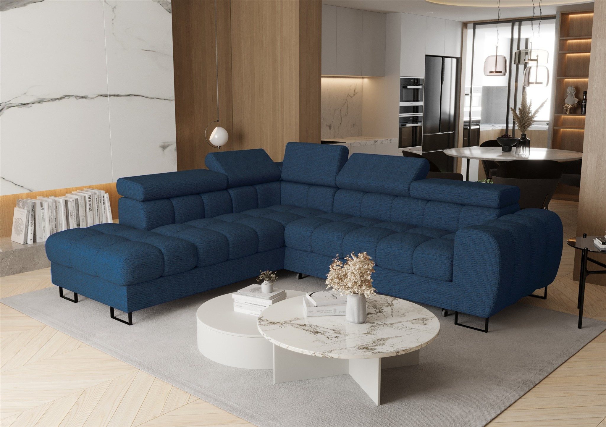 Fun Möbel Ecksofa Schlafsofa BASTIEN MAX mit Ottomane in Stoff, inkl. Bettkasten, ausziehbare Liegefläche