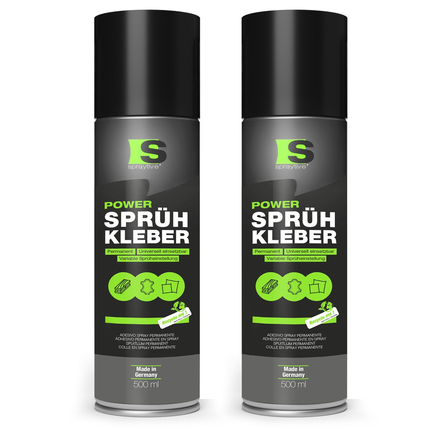 Spraytive Sprühkleber 2x 500ml Sprühkleber – für Textilien, Vlies, Schaumstoff & Dachhimmel, Made in Germany