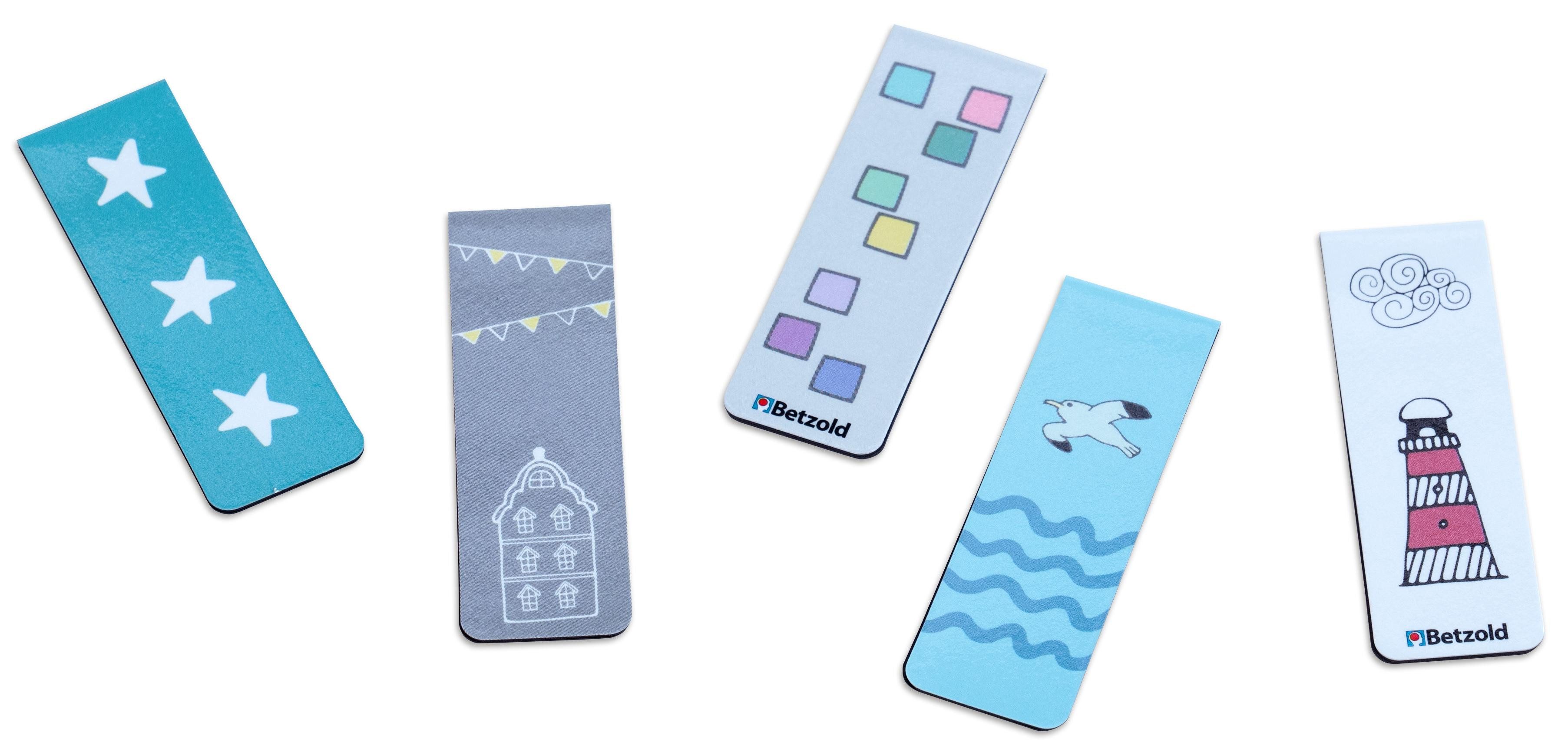 Betzold Lesezeichen magnetische Design-Lesezeichen, 5er-Set