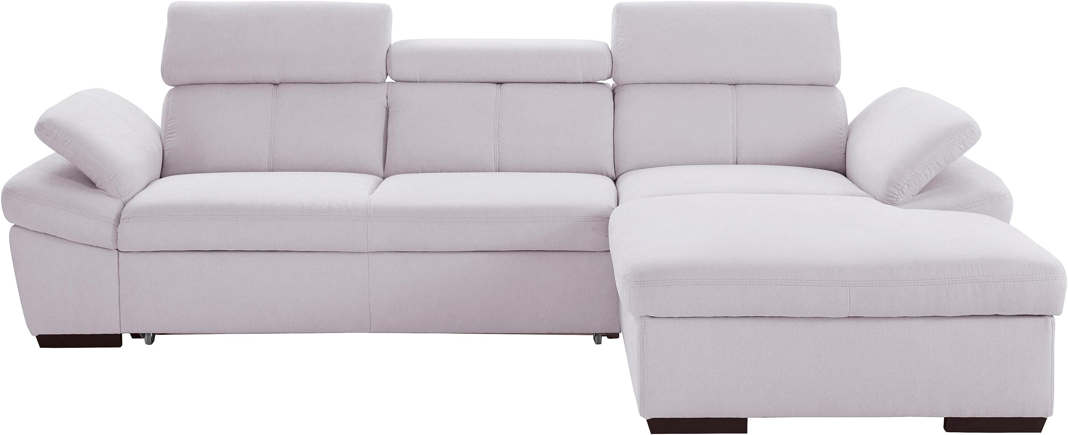exxpo - sofa fashion Ecksofa Salerno, inkl. Arm-& Kopfteilverstellung, bequem, Breite 280cm, L-Form, wahlweise mit Bettfunktion und Bettkasten, tolle Detailverarbeitung