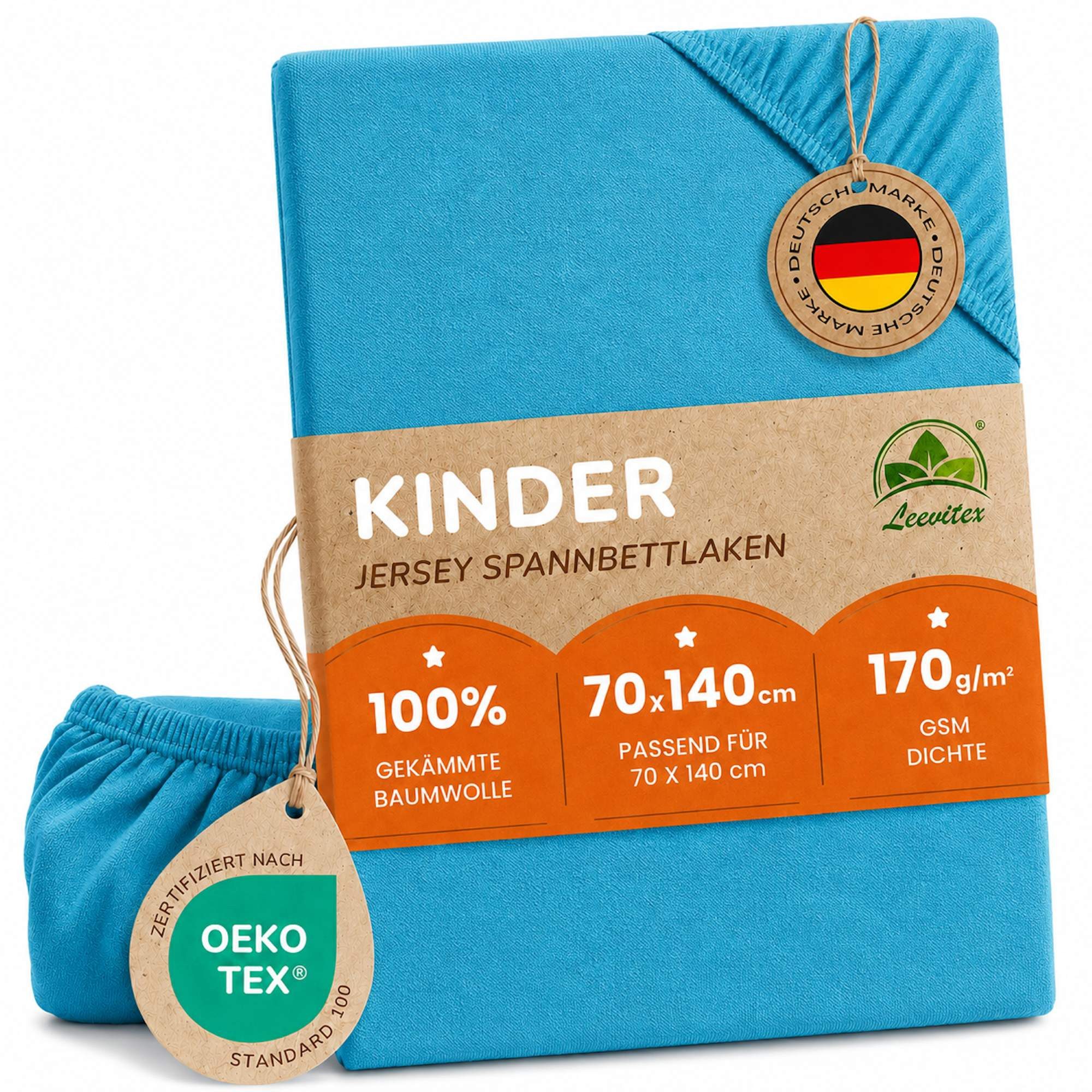 leevitex® Spannbettlaken in verschiedenen Größen und Farben, Jersey aus 100% Baumwolle, Jersey, Gummizug: rundum, (1 Stück), für Kinder- & Standardmatratzen, OEKO-TEX® STANDARD 100 zertifiziert