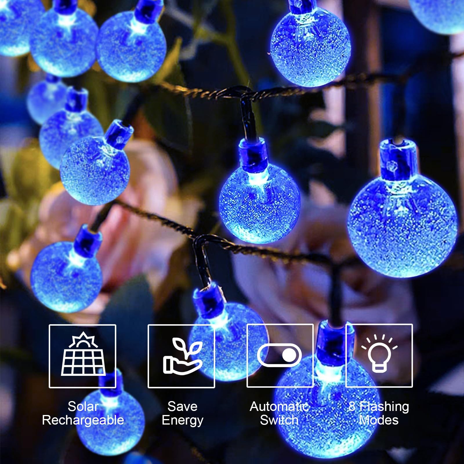 LQWELL LED Solarleuchte LED Kugel-Lichterkette Außen Solar Gartenleuchte, K günstig online kaufen