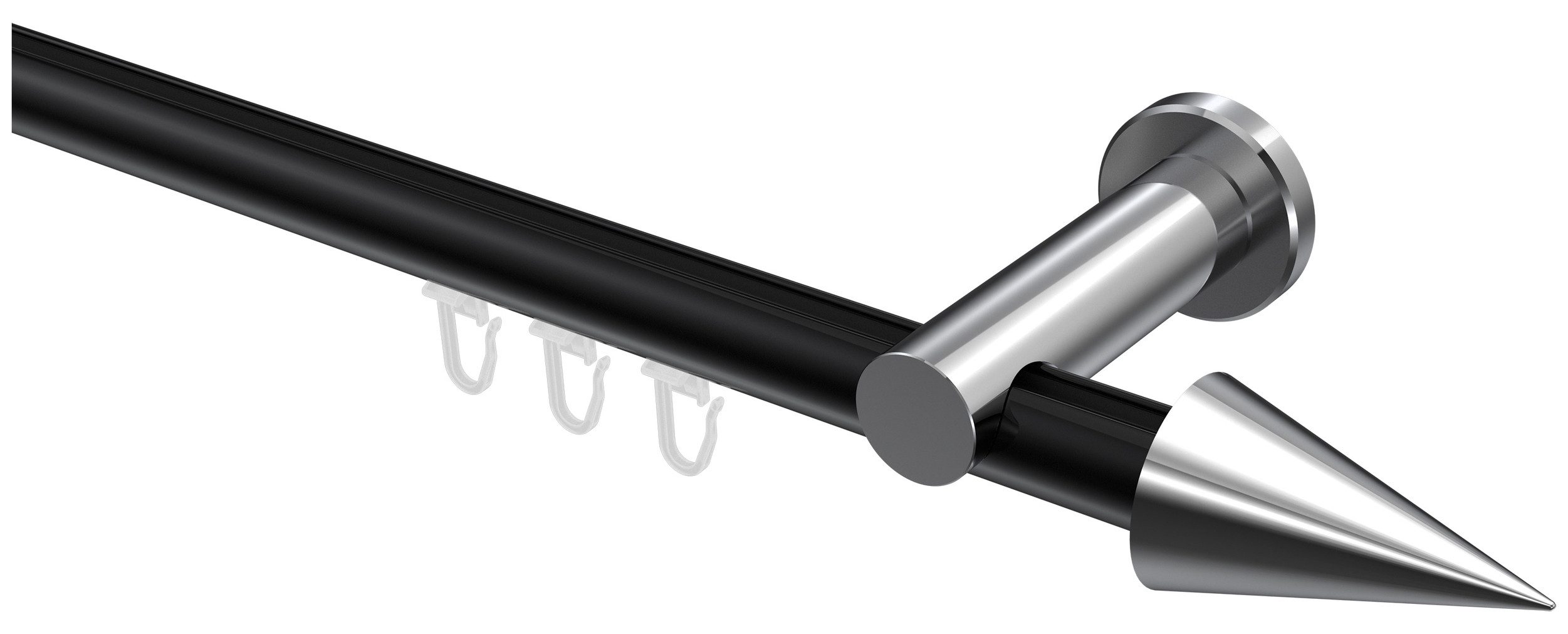 INTERDECO Innenlaufschiene Platon Savio, Ø 20 mm, 1-läufig, Fixmaß, kürzbar, Wandmontage, Aluminium, Schwarz / Chrom / Bicolor