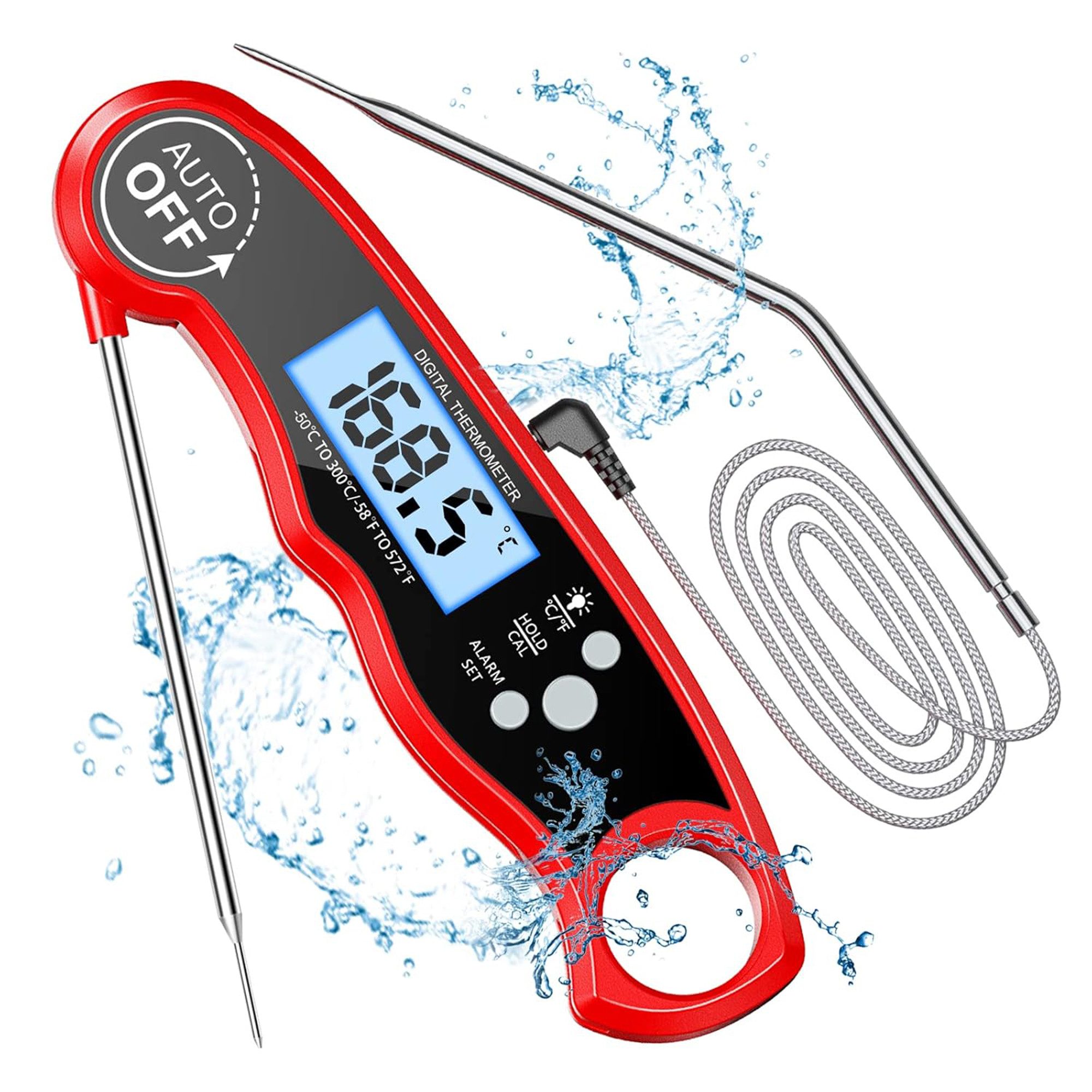 Kochthermometer Digital LCD Bratenthermometer, Sofort Lesen Fleischthermometer