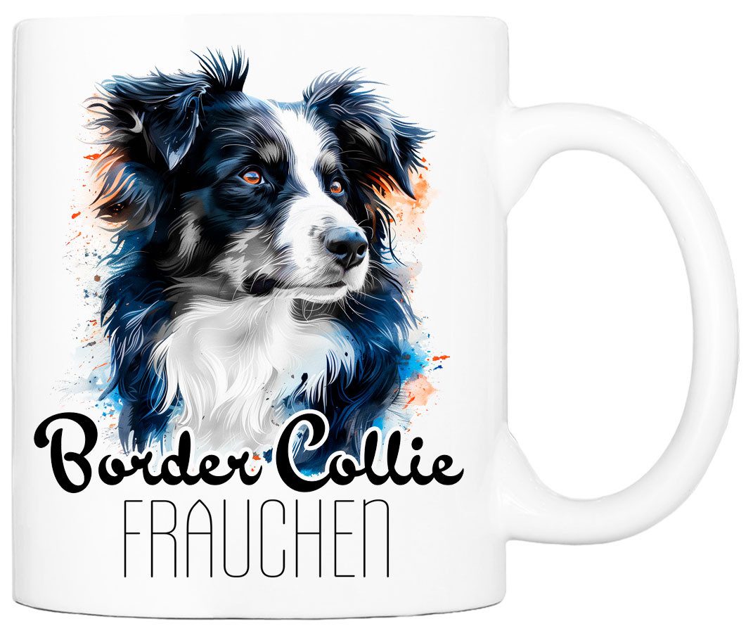 Cadouri Tasse BORDER COLLIE FRAUCHEN - Kaffeetasse für Hundefreunde, Keramik, mit Hunderasse, beidseitig bedruckt, handgefertigt, Geschenk, 330 ml