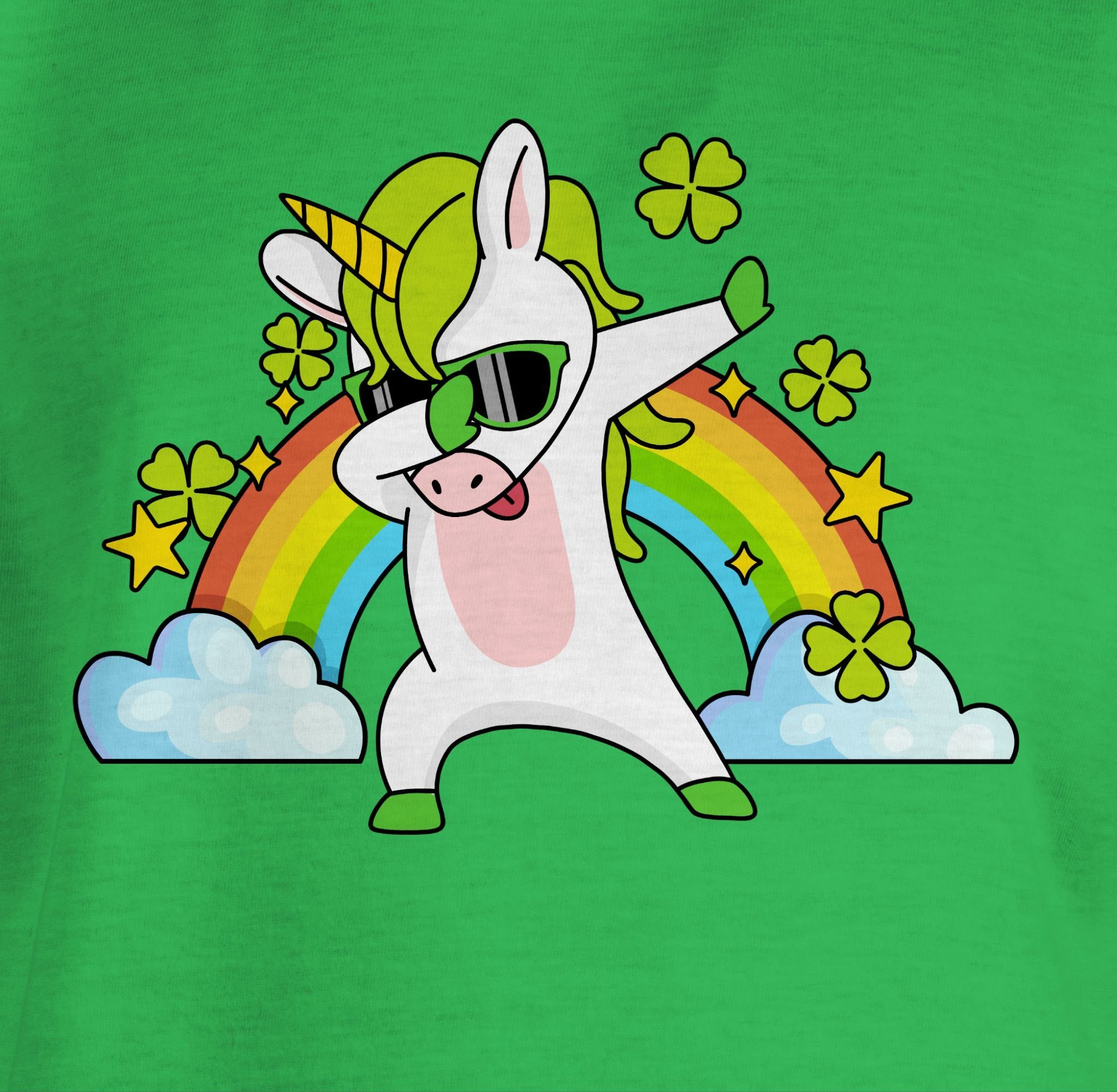 Kleeblatt Shirtracer 2 T-Shirt Dabbendes Kinder Regenbogen Anlässe Einhorn Grün