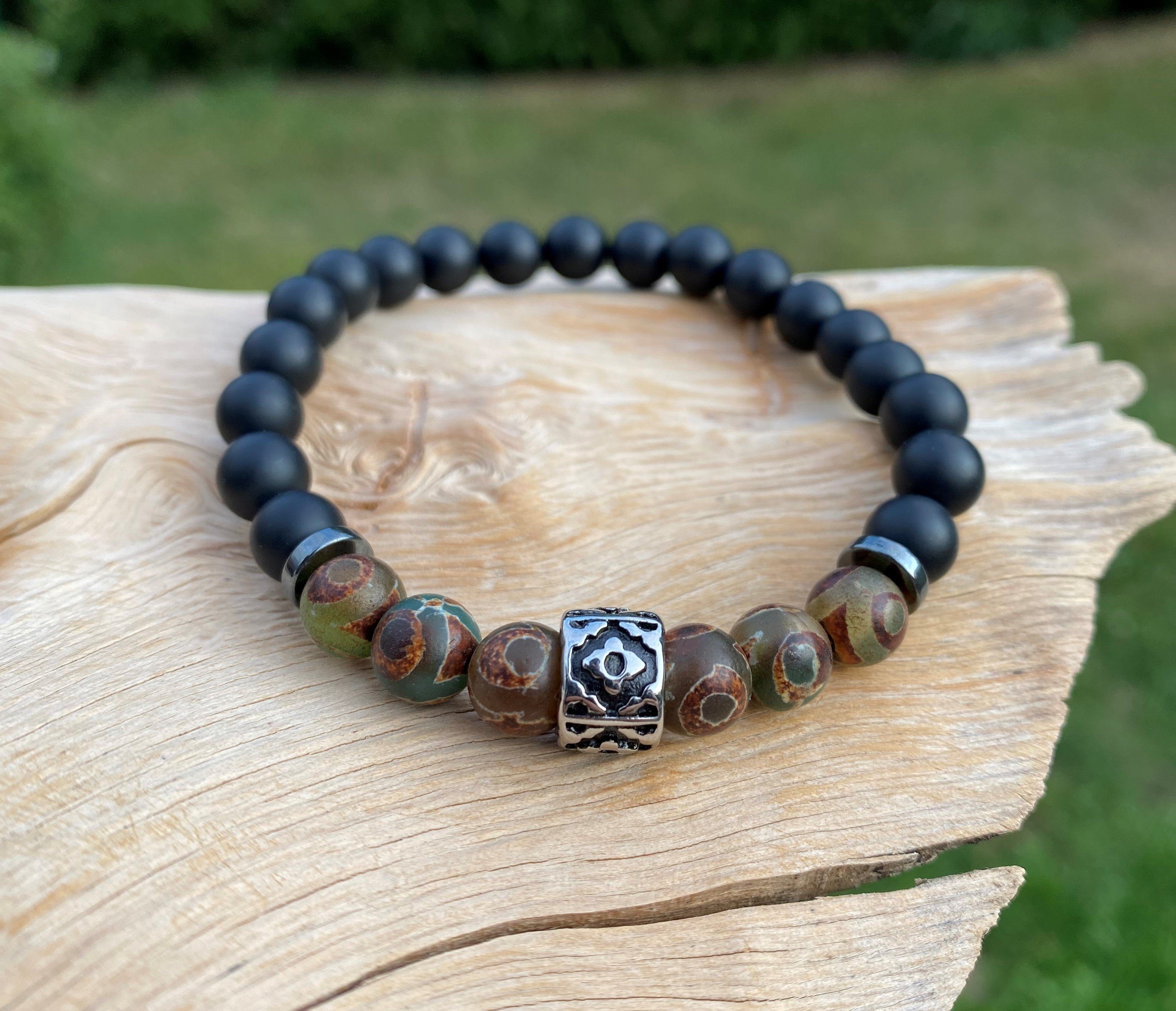 NAHLE Perlenarmband Onyx Tibet Achat Naturstein Armband (inkl. Schmuckbox), günstig online kaufen