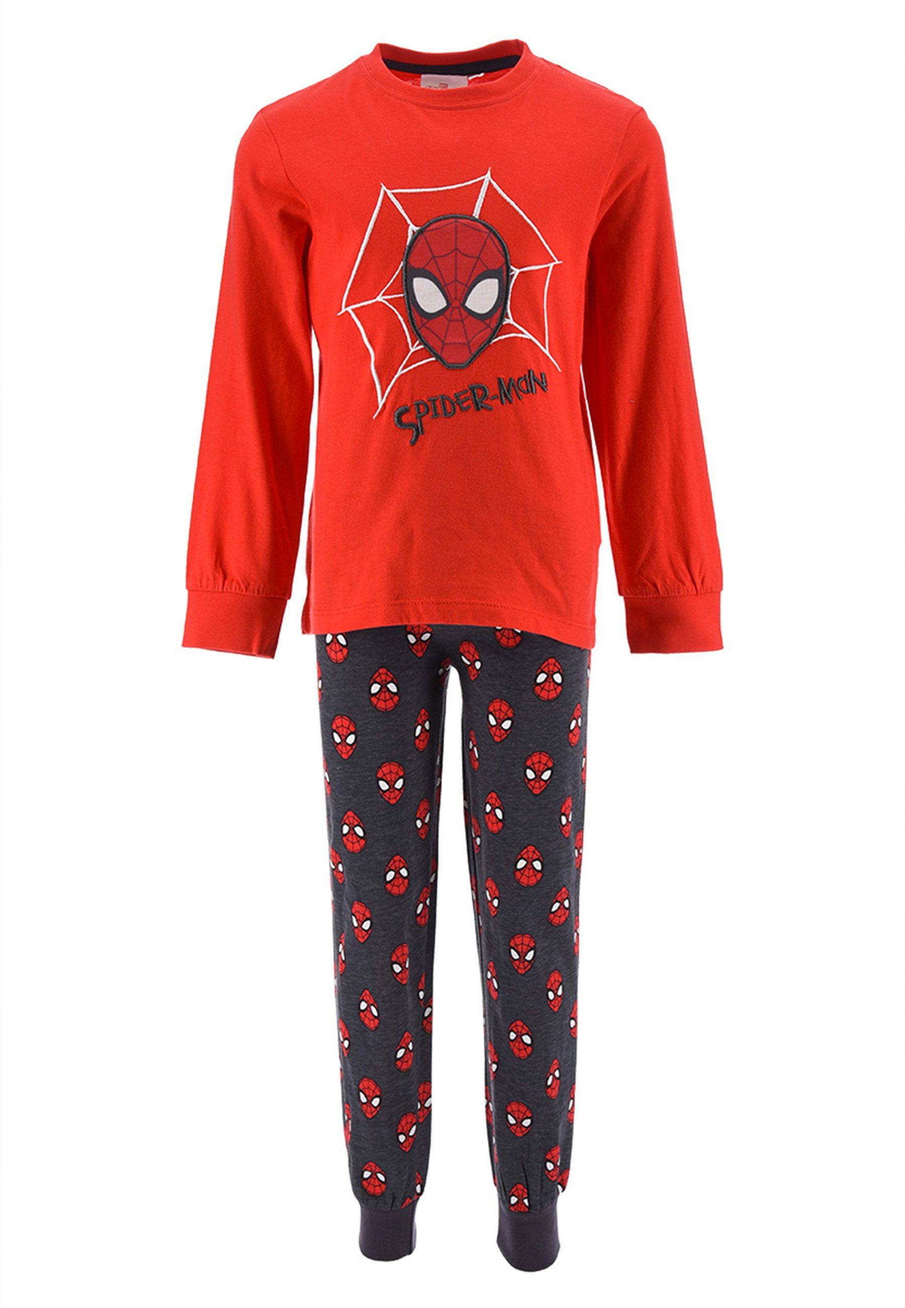 Spiderman Schlafanzug Kinder Jungen Pyjama langarm Nachtwäsche (2 tlg) Rot