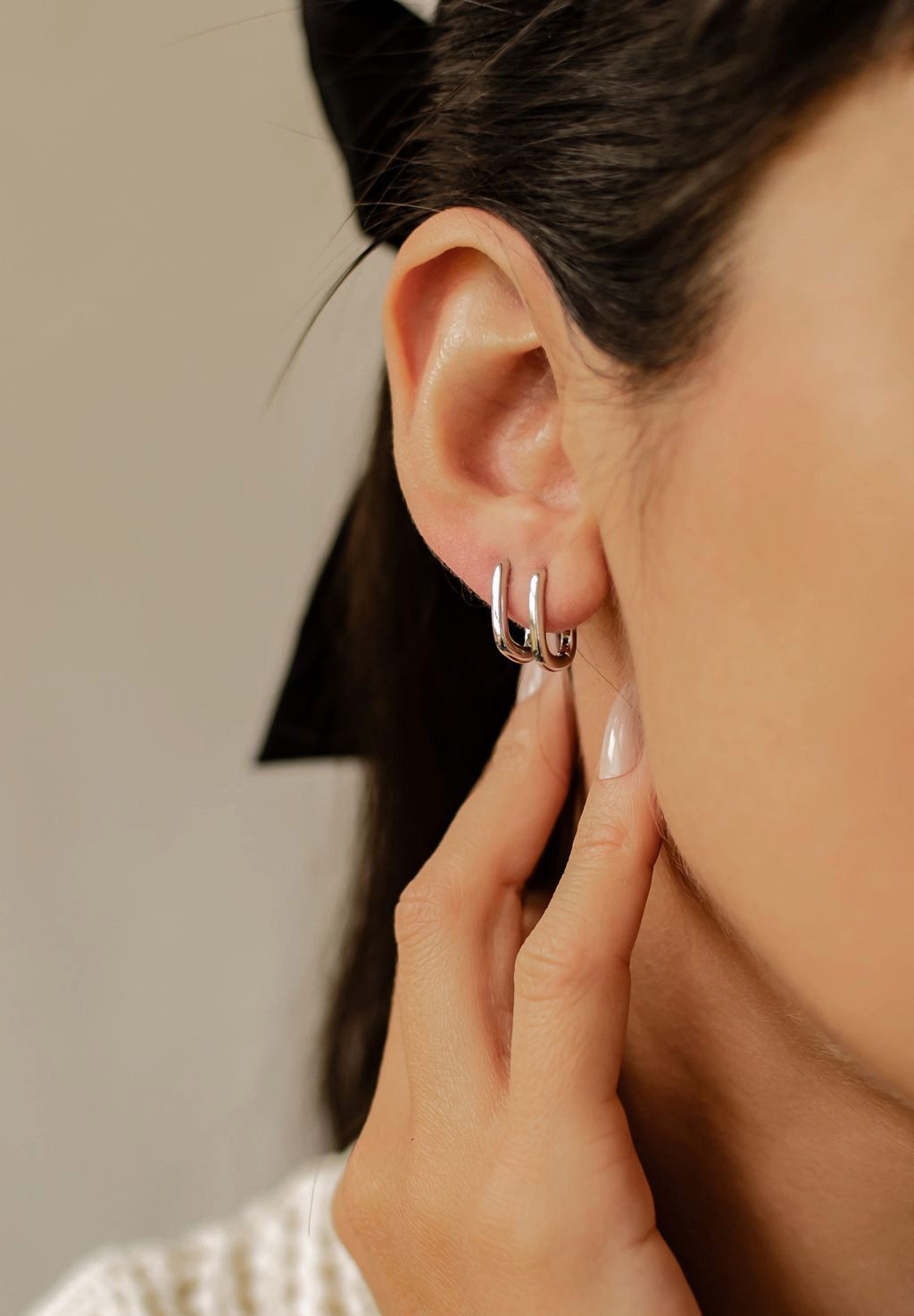 Hey Happiness Paar Creolen Oval und Eckig, Silber 925er (2-tlg), Damen Silb günstig online kaufen