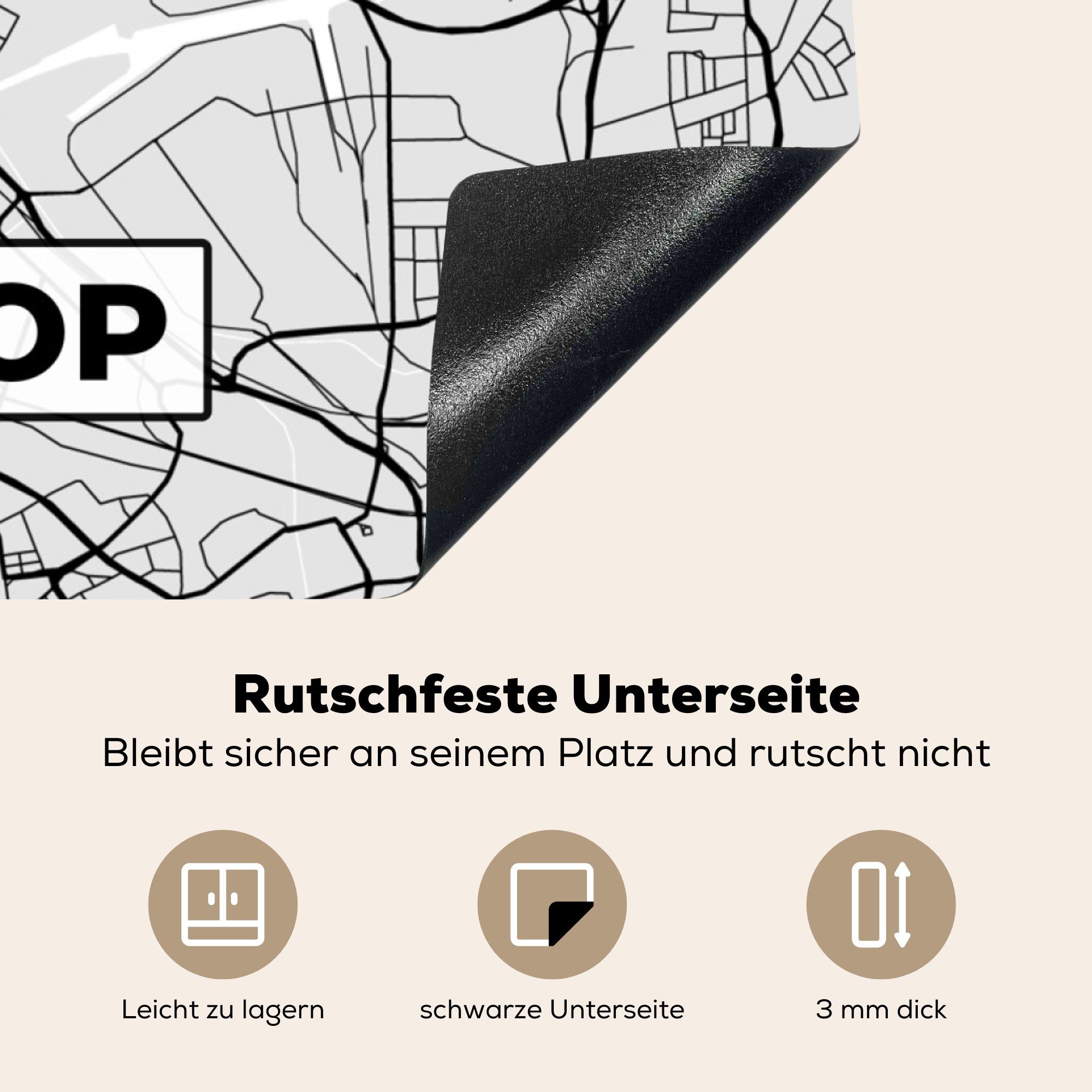 MuchoWow Herdblende-/Abdeckplatte Bottrop Stadtplan Karte - Vinyl, 78x78 - Deutschland - Karte, cm, tlg), Ceranfeldabdeckung, für - küche (1 Arbeitsplatte