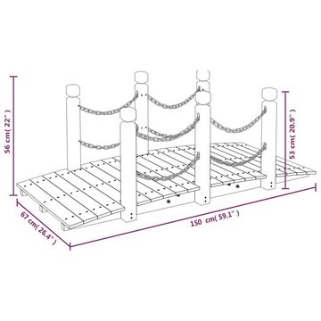 vidaXL Zierbrücke Gartenbrücke mit Kettengeländer 150x67x56 cm Massivholz Fichte