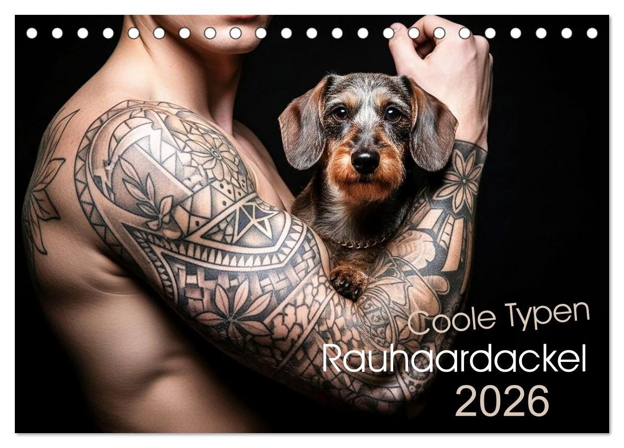 CALVENDO Wandkalender Coole Typen - Rauhaardackel (Tischkalender 2026 DIN A5 quer), CALVENDO