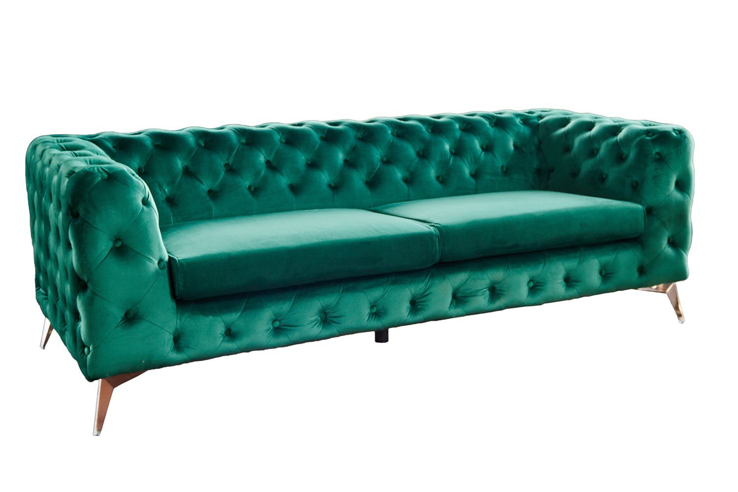 Sofa Farben versch. Velvet Chesterfield NARLA, KAWOLA 3-Sitzer grün