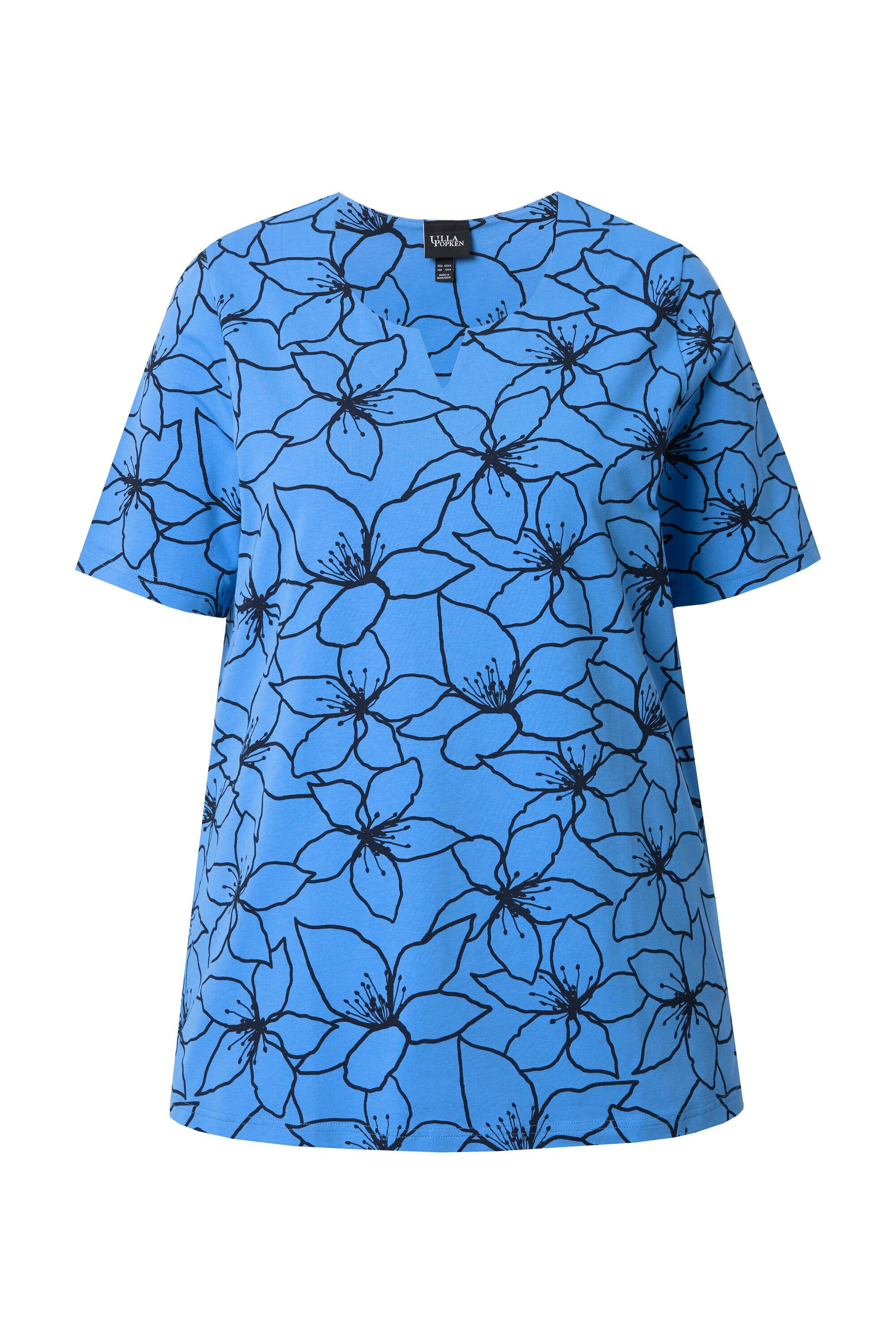 Ulla Popken T-Shirt T-Shirt Blüten A-Linie günstig online kaufen