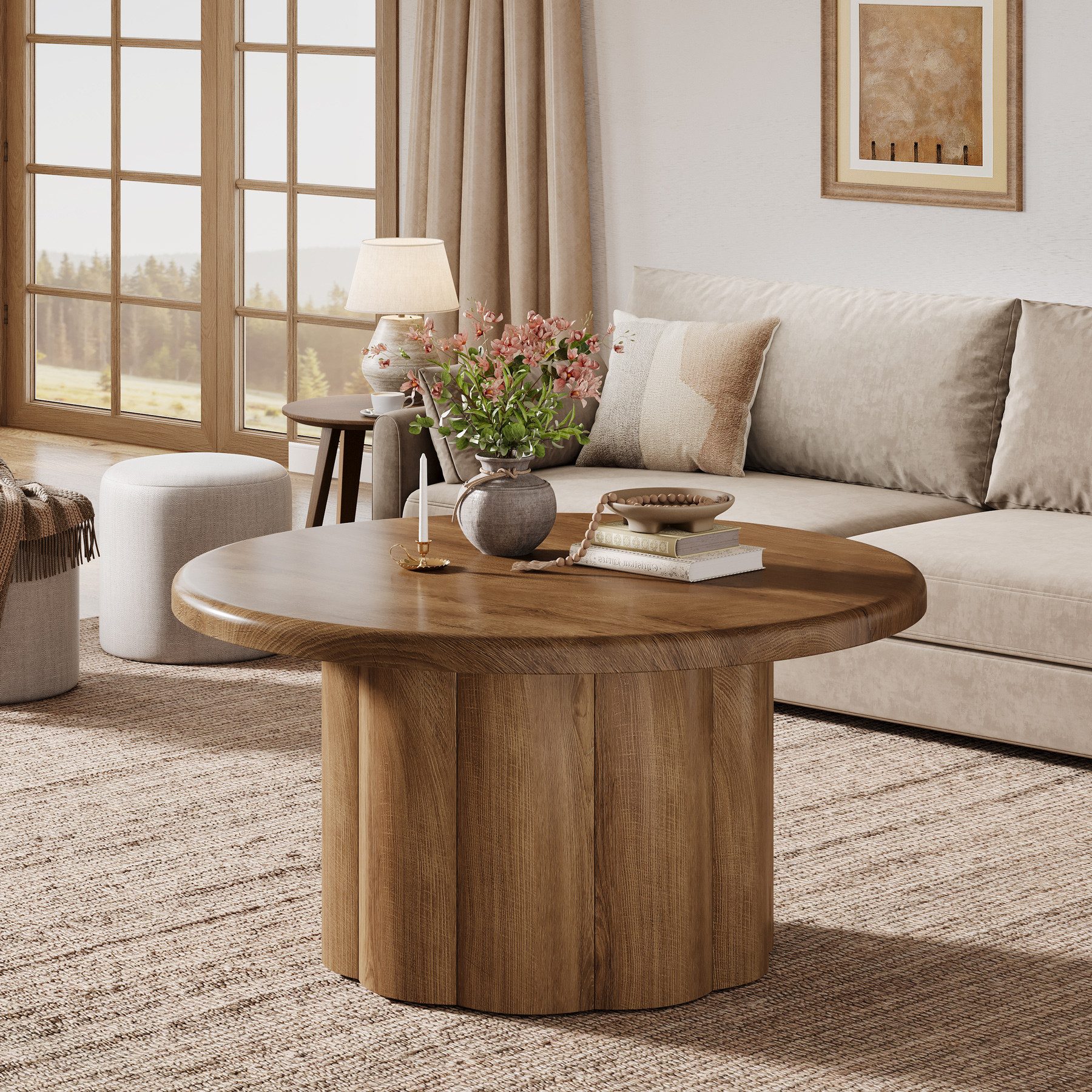 Tribesigns Couchtisch 80 cm runder Couchtisch für das Wohnzimmer, für kleine Räume