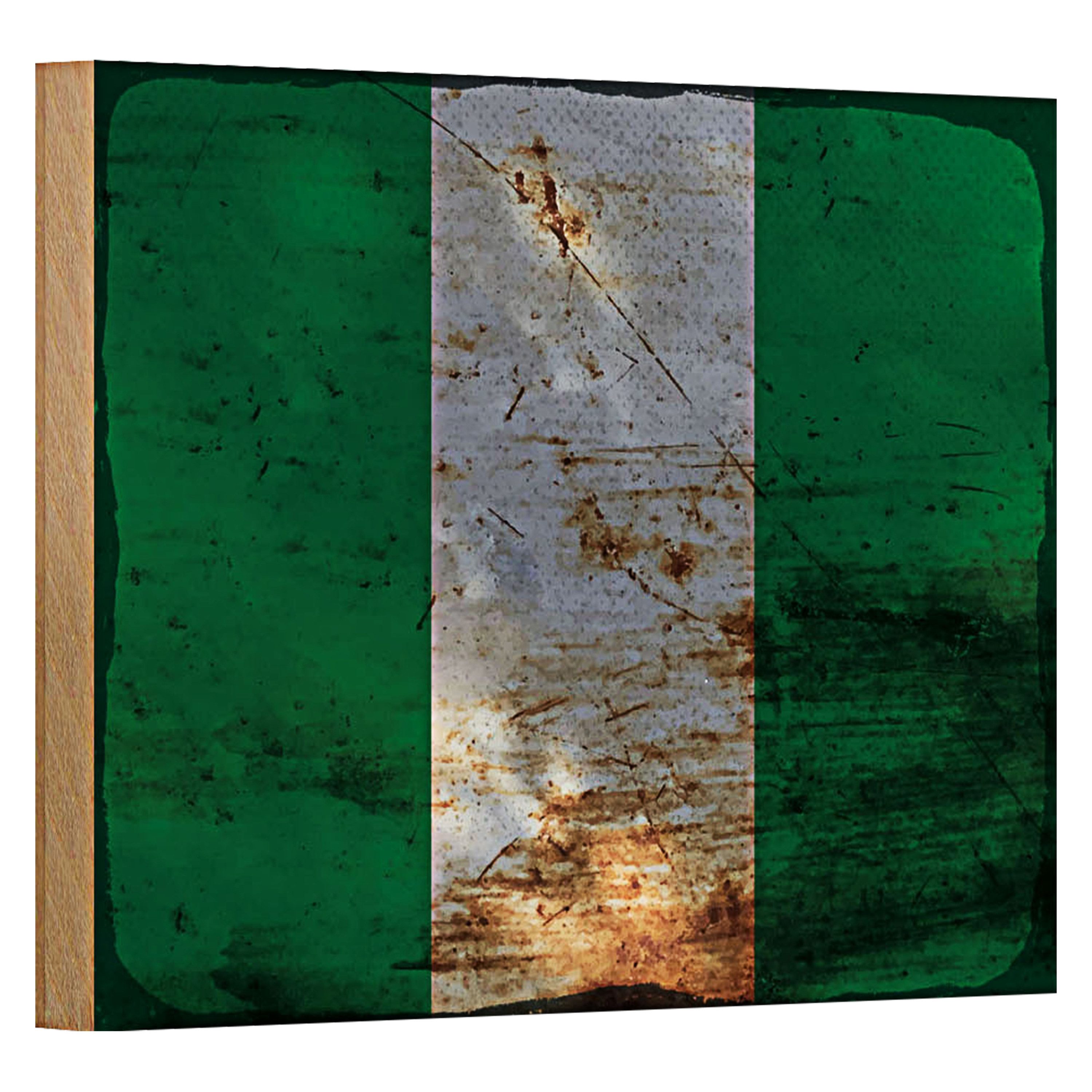 Roomando Holzbild Flagge Nigeria 18x12cm Flag of Nigeria Rost