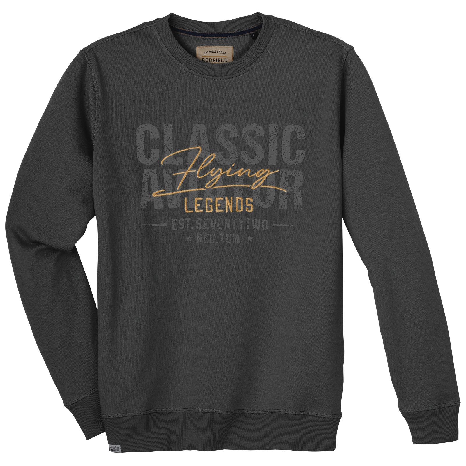 redfield Sweater Redfield Übergrößen Sweatshirt anthrazit Stickerei