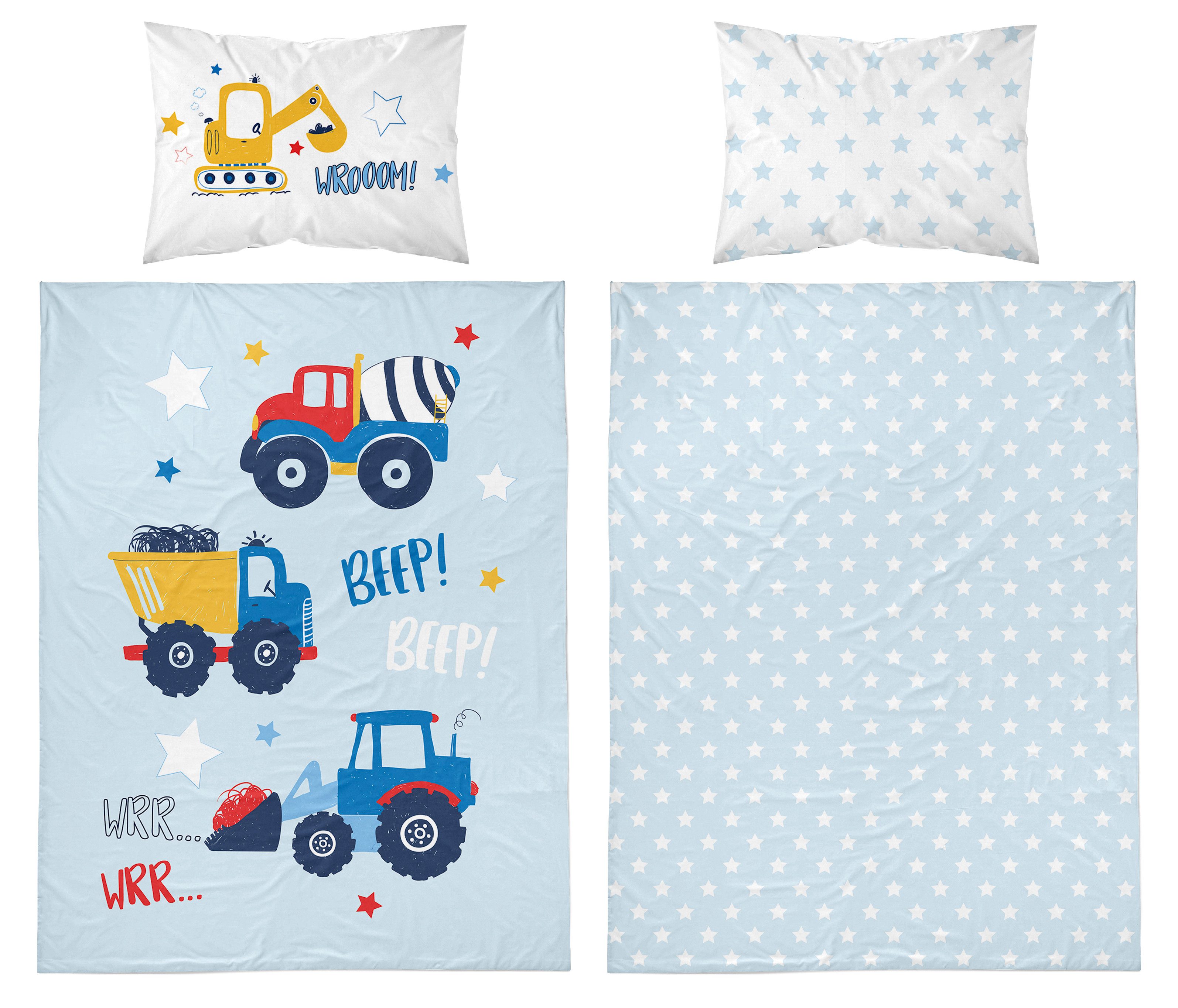 Detexpol Babybettwäsche Set Baumaschinen 2tlg. 100% Baumwolle Größe: 100x13 günstig online kaufen