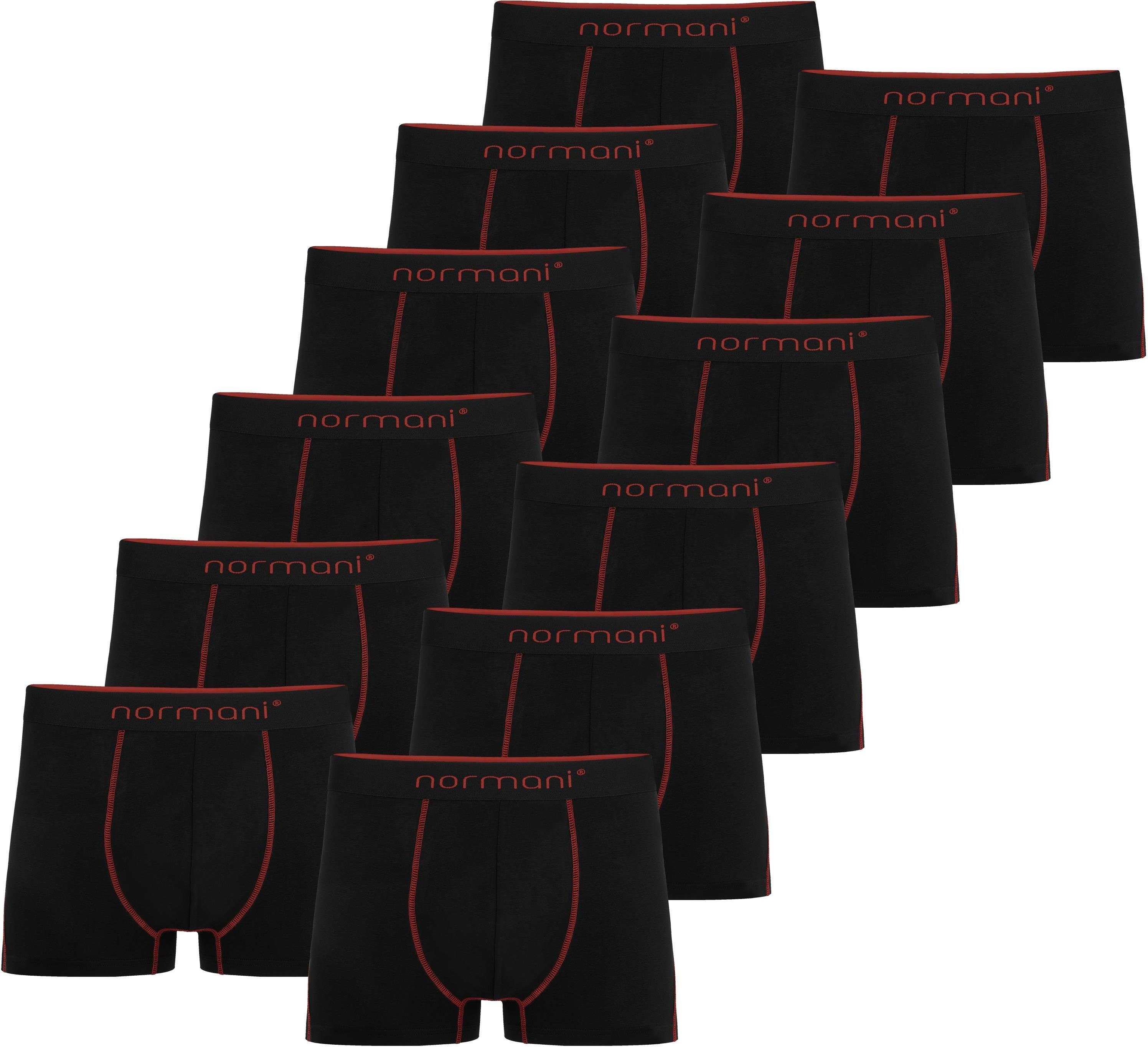 normani Boxershorts 12 x Herren Baumwoll-Boxershorts Unterhose aus atmungsaktiver Baumwolle für Männer Rot