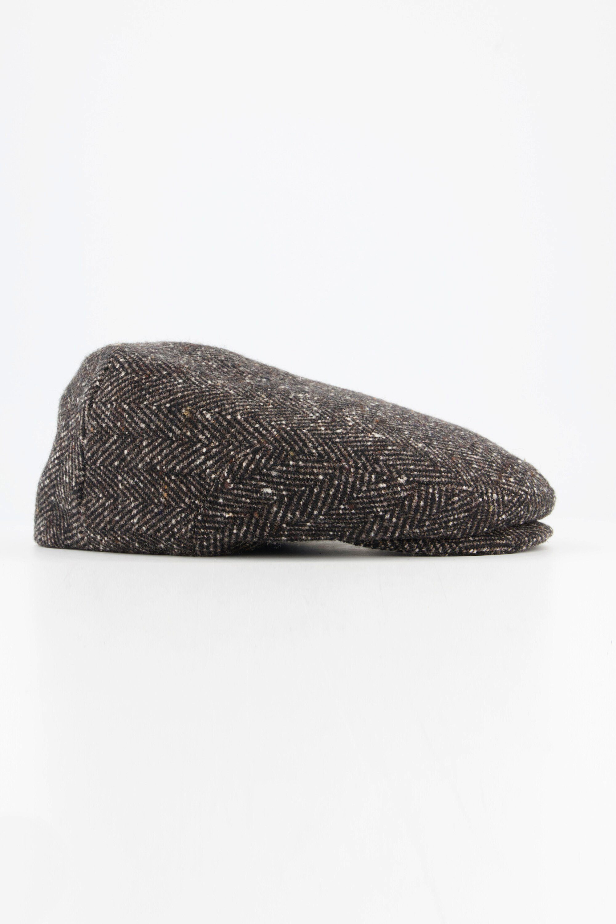 Strickhandschuhe braun Schirmmütze Woll-Qualität Fischgrat-Muster JP1880