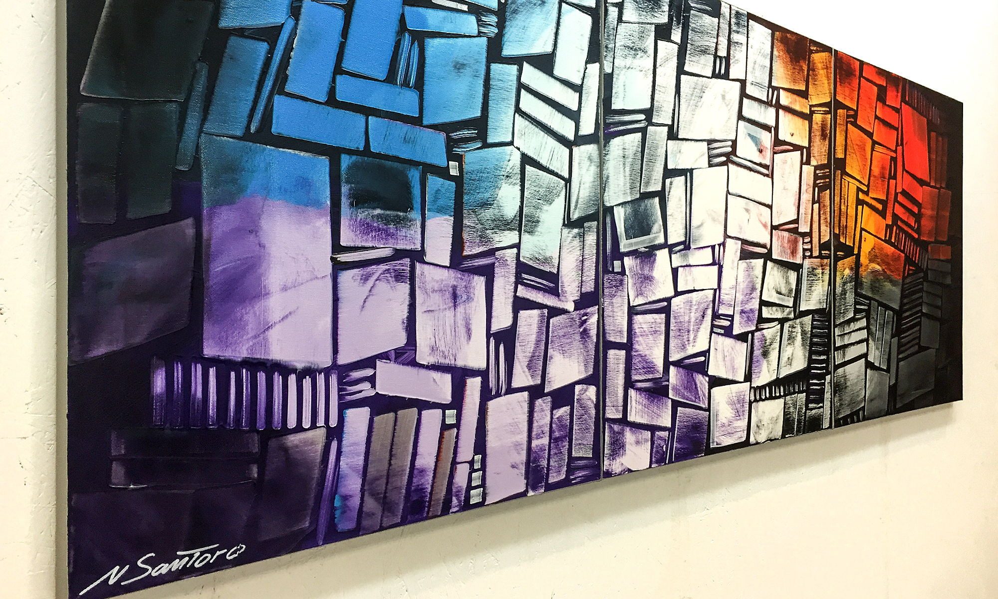 WandbilderXXL Gemälde Elements 180 x 70 cm, Abstraktes Gemälde, handgemaltes Unikat