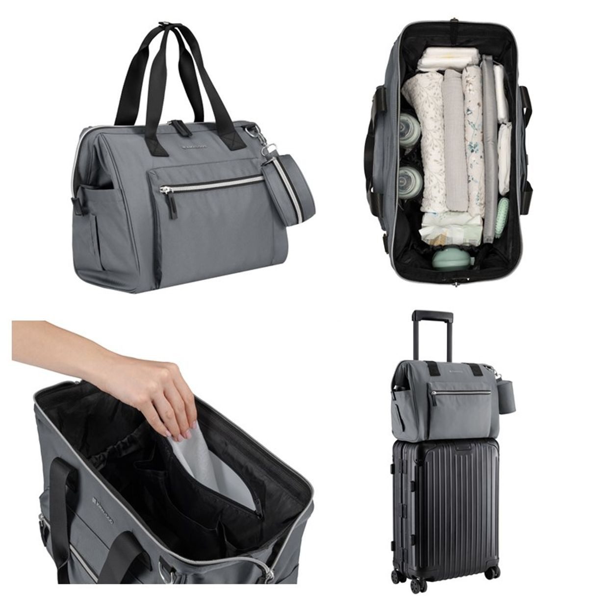 Kikkaboo Wickeltasche Maxi (1-tlg), Wickelunterlage, kleine Tasche, Reißverschluss, großes Hauptfach – Bild 4 von 4
