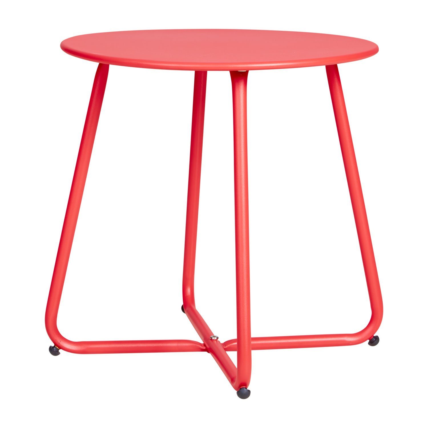 Gartentisch Homestyle4u | Set) Beistelltisch rot rot | Rund Metall rot Tisch (kein Kaffeetisch
