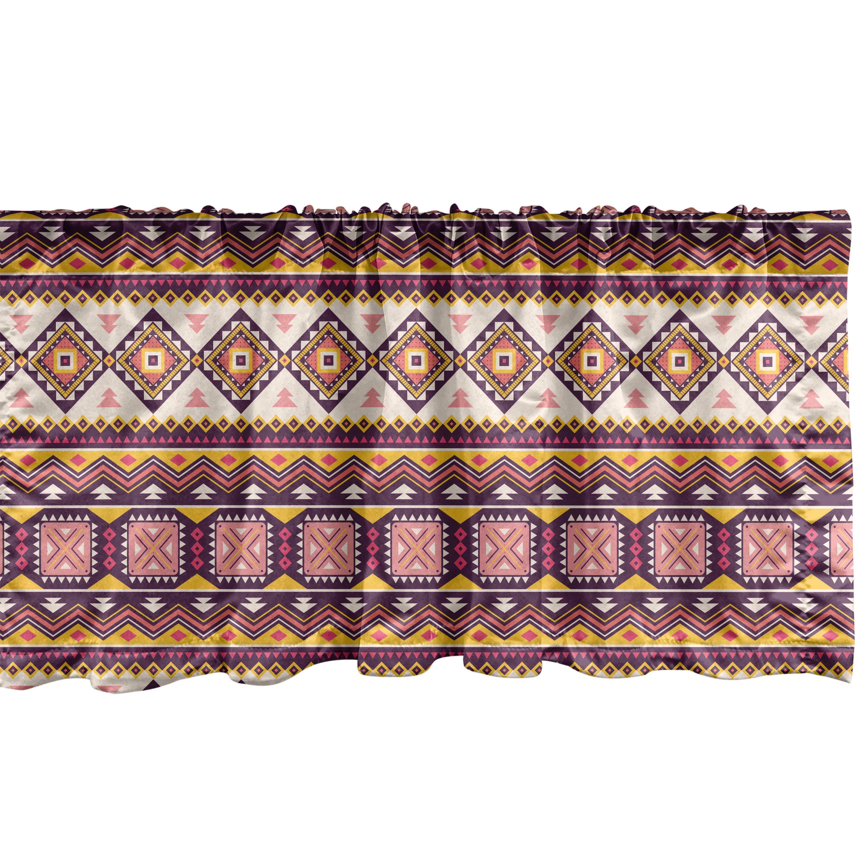 Scheibengardine Vorhang Volant für Küche Schlafzimmer Dekor mit Stangentasche, Abakuhaus, Microfaser, Aztekisch Triangles Vibrant Tone Kunst