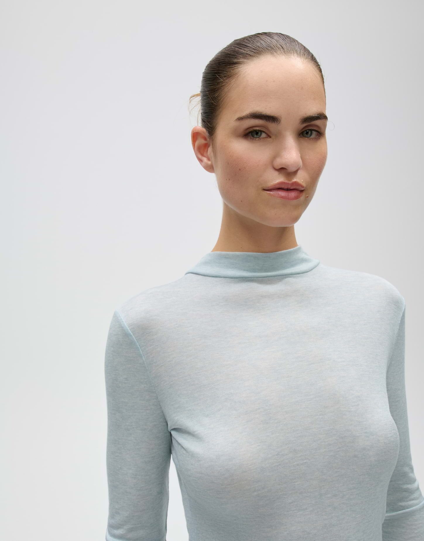OPUS Langarmshirt Sewolli aus Jersey mit Rippstruktur Figurbetonte Silhouette mit Stehkragen und feiner Rippstruktur – Bild 4 von 5