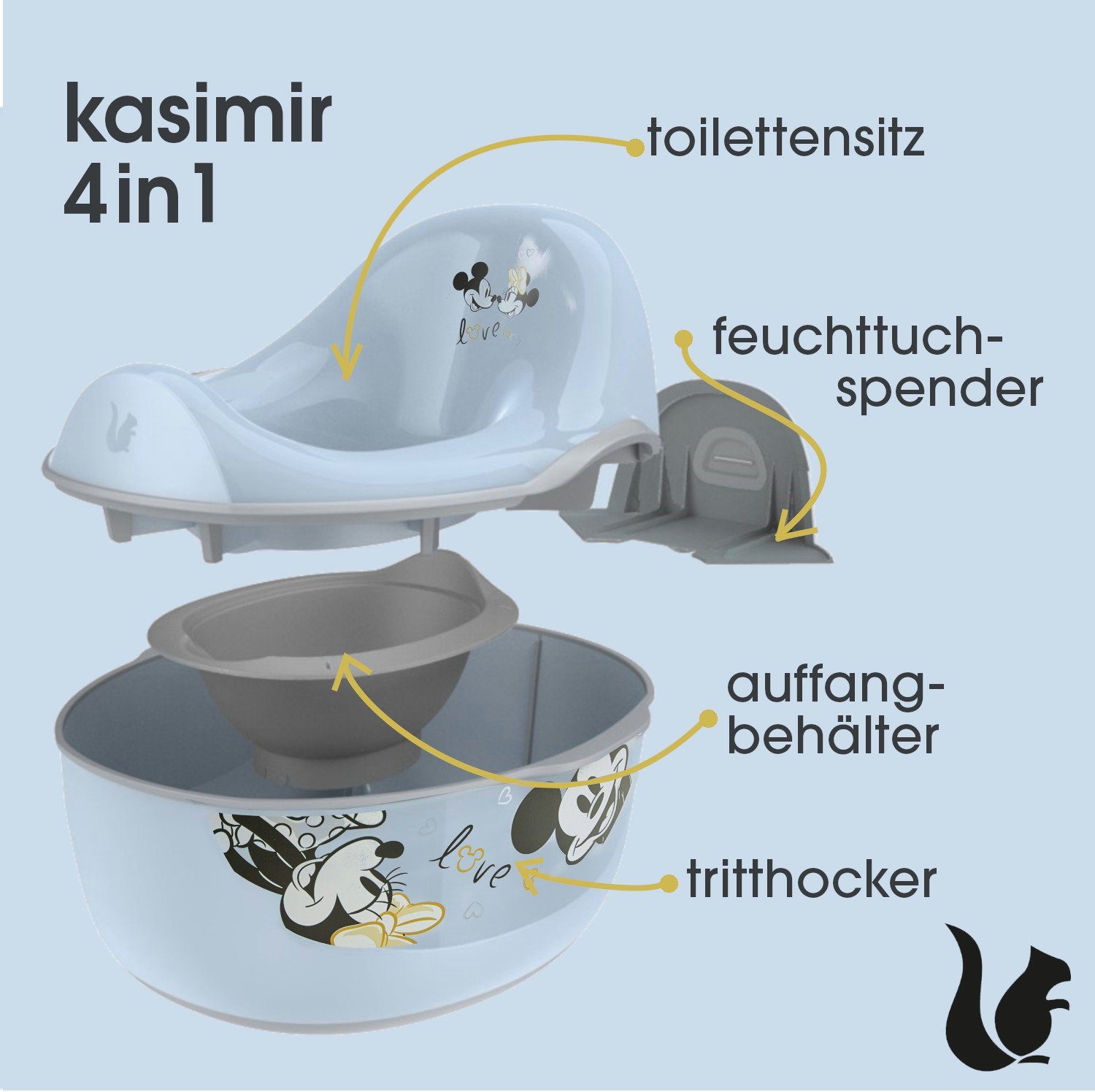 Europe, Made cloudy - deluxe Toilettentrainer FSC® 4in1, Wald weltweit keeeper - blue, kasimir Blau in babytopf mickey schützt