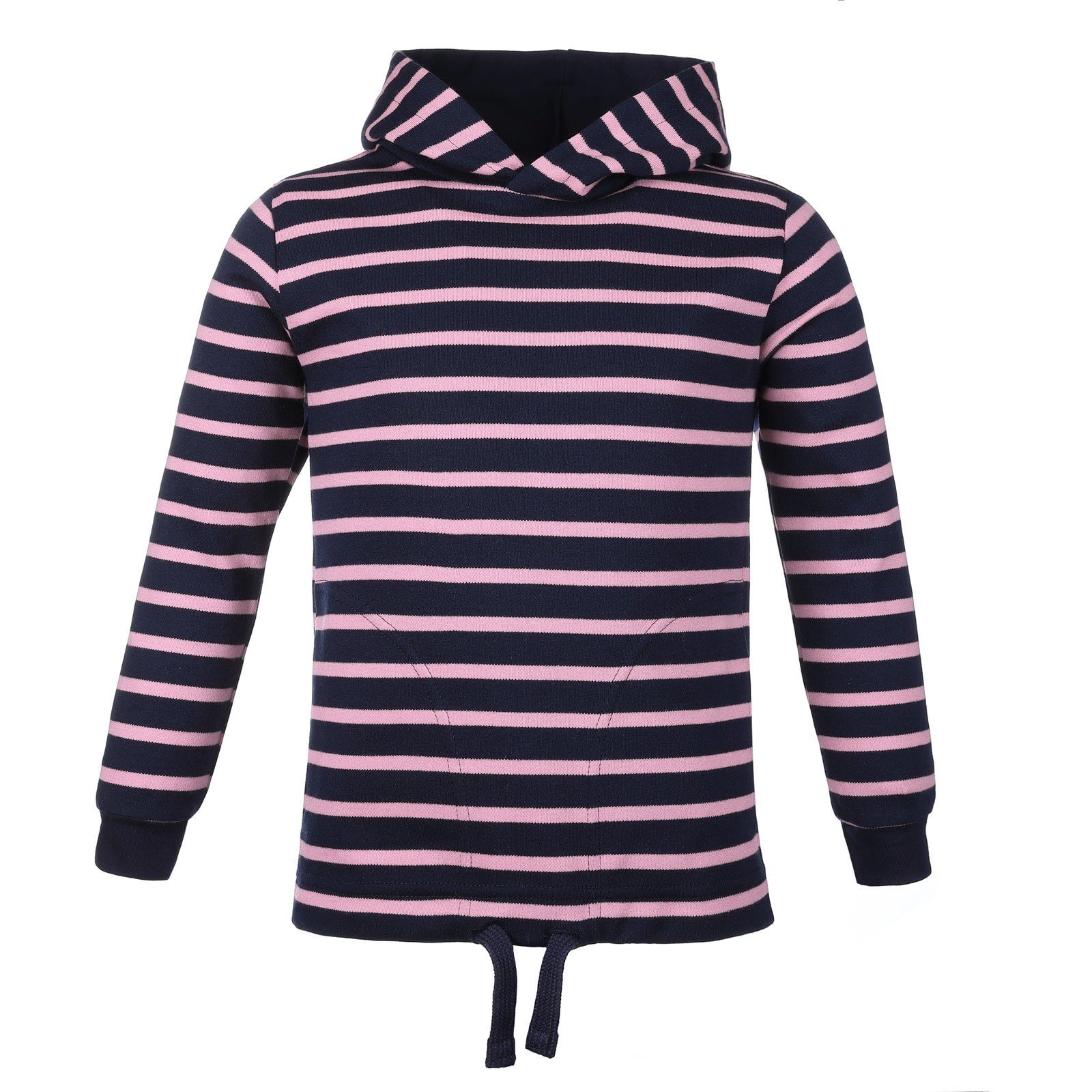 modAS Kapuzenpullover (1-tlg) Bretonisches Kinder Kapuzenshirt - Longsleeve gestreift aus Baumwolle (43) blau / rosa
