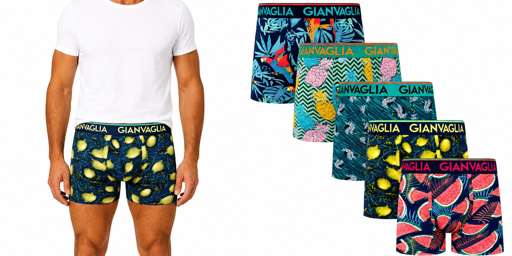 Rungassi Boxershorts GIANVAGLIA Herren Boxershorts 5er-Pack Baumwollmischung Retroshorts (Set bestehend aus 5 Boxershorts)