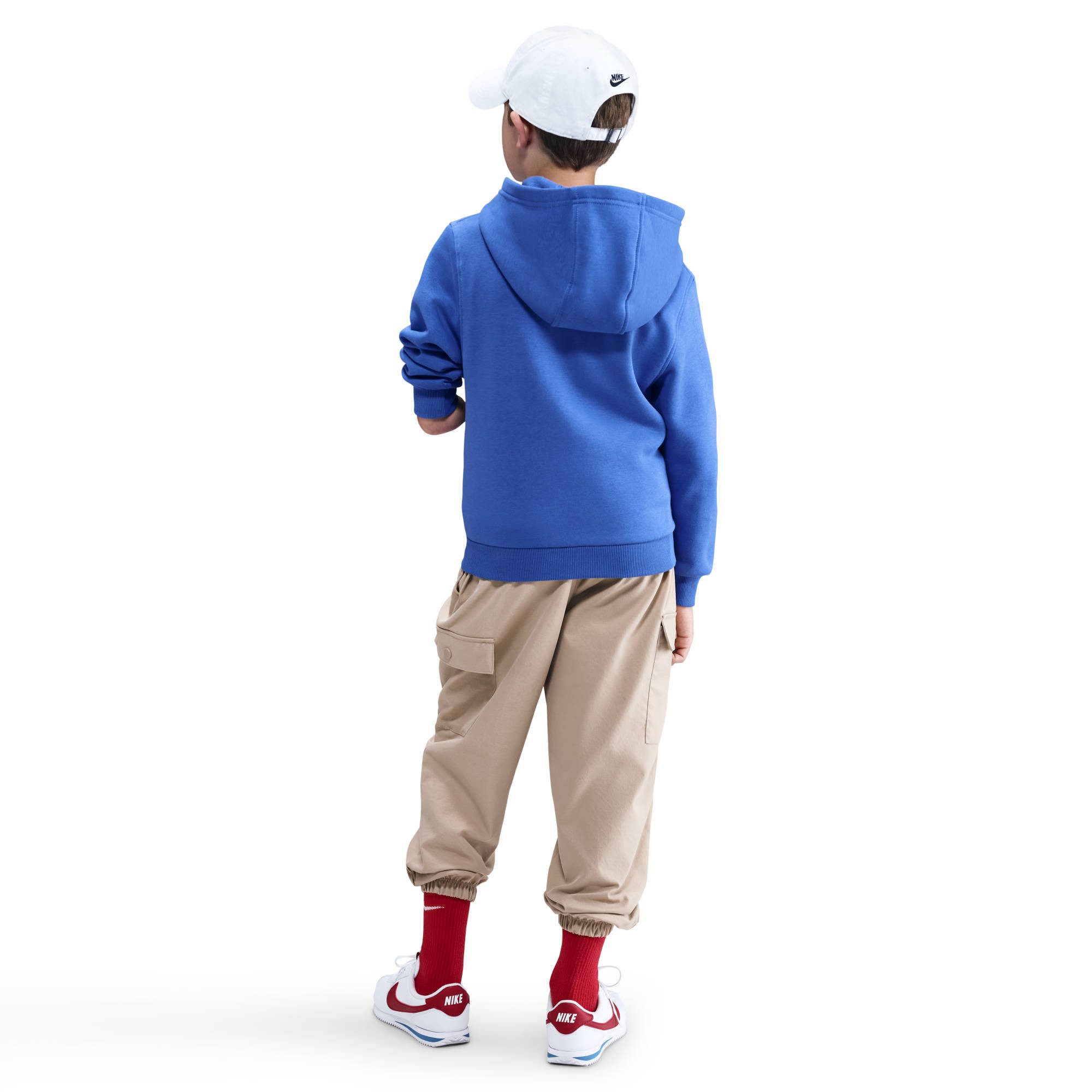 Nike Sportswear Kapuzensweatjacke K NSW CLUB FLC HD FZ LS LBR mit Kapuze, aus Baumwollmischung, Langarm, normale Länge