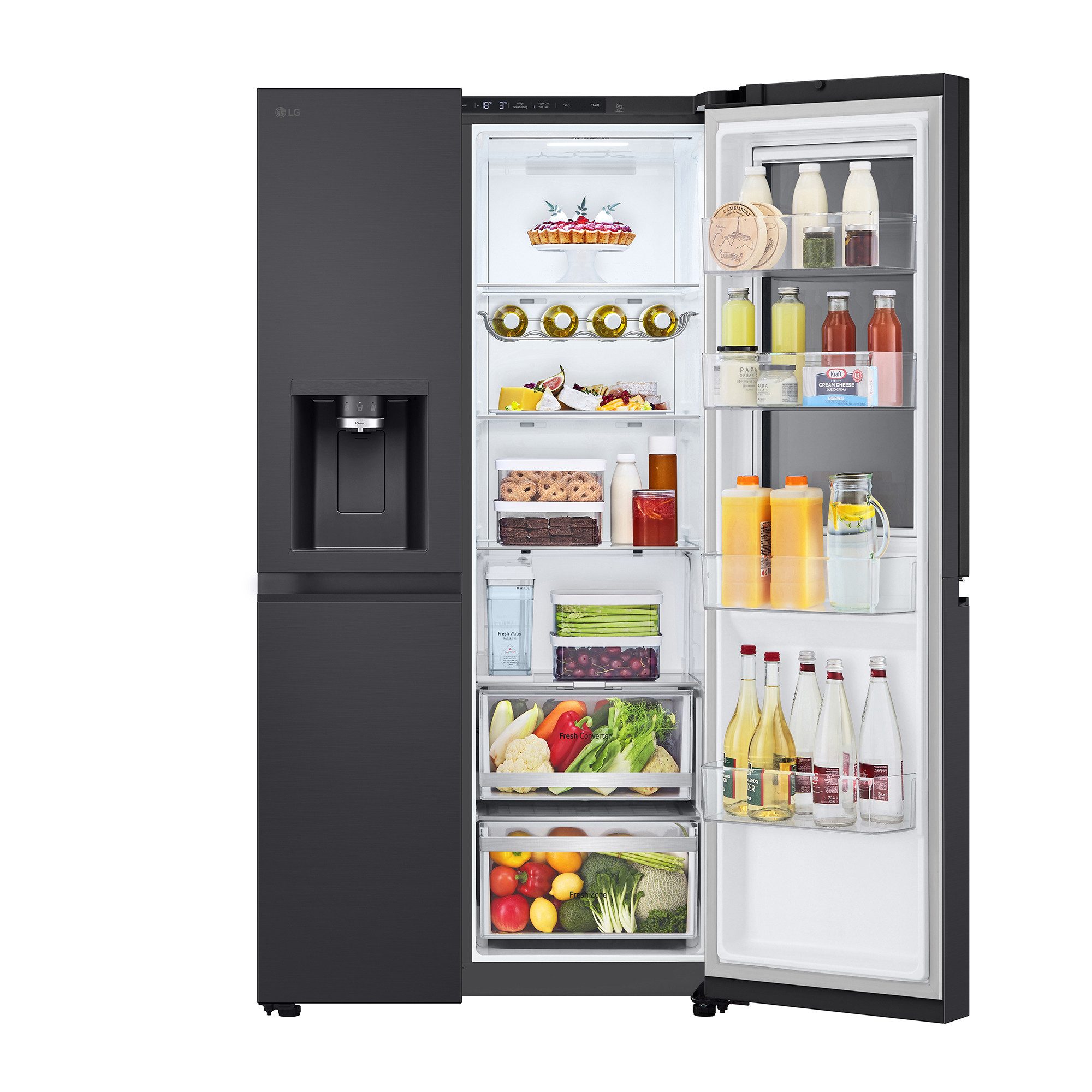 LG Side-by-Side GSXE81EVBD, 179 cm hoch, 91,3 cm breit, Total No Frost, InstaView, Eis-, Crushed Ice, Wasserspender
