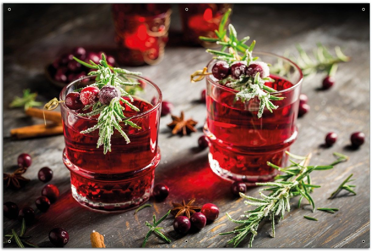 Wallario Sichtschutzzaunmatten Winterlicher Cranberry-Punsch mit Rosmarin
