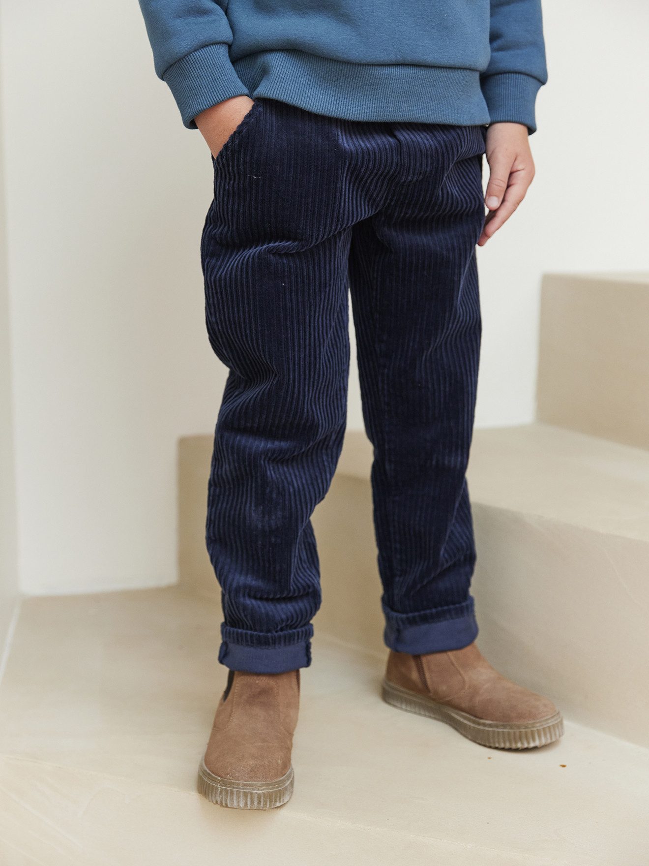 vertbaudet Cargohose Jungen Cordhose mit Dehnbund Bundweite verstellbar